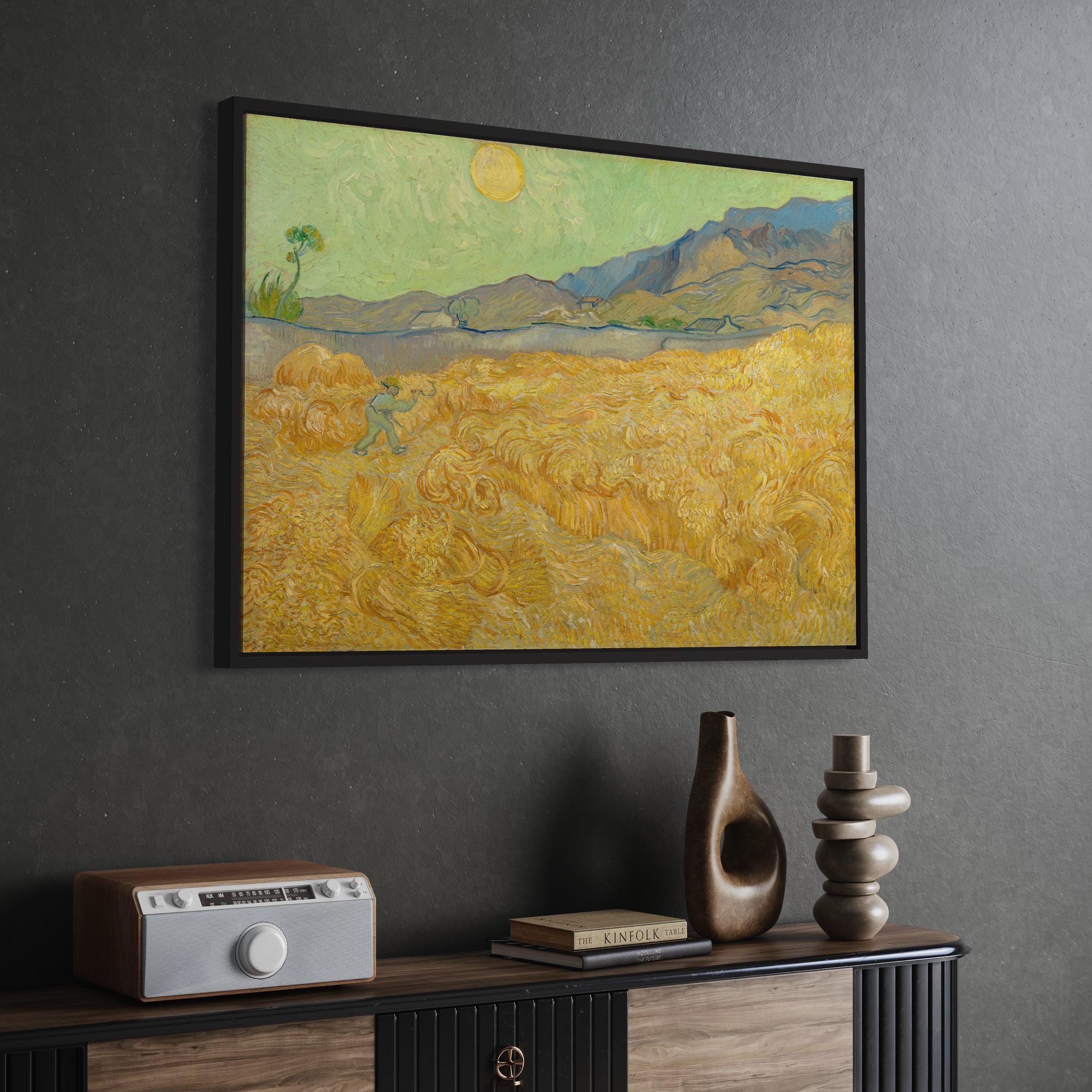 Van Gogh Wheat Field with Reaper | Landscape Painting Canvas Art | Poster Print