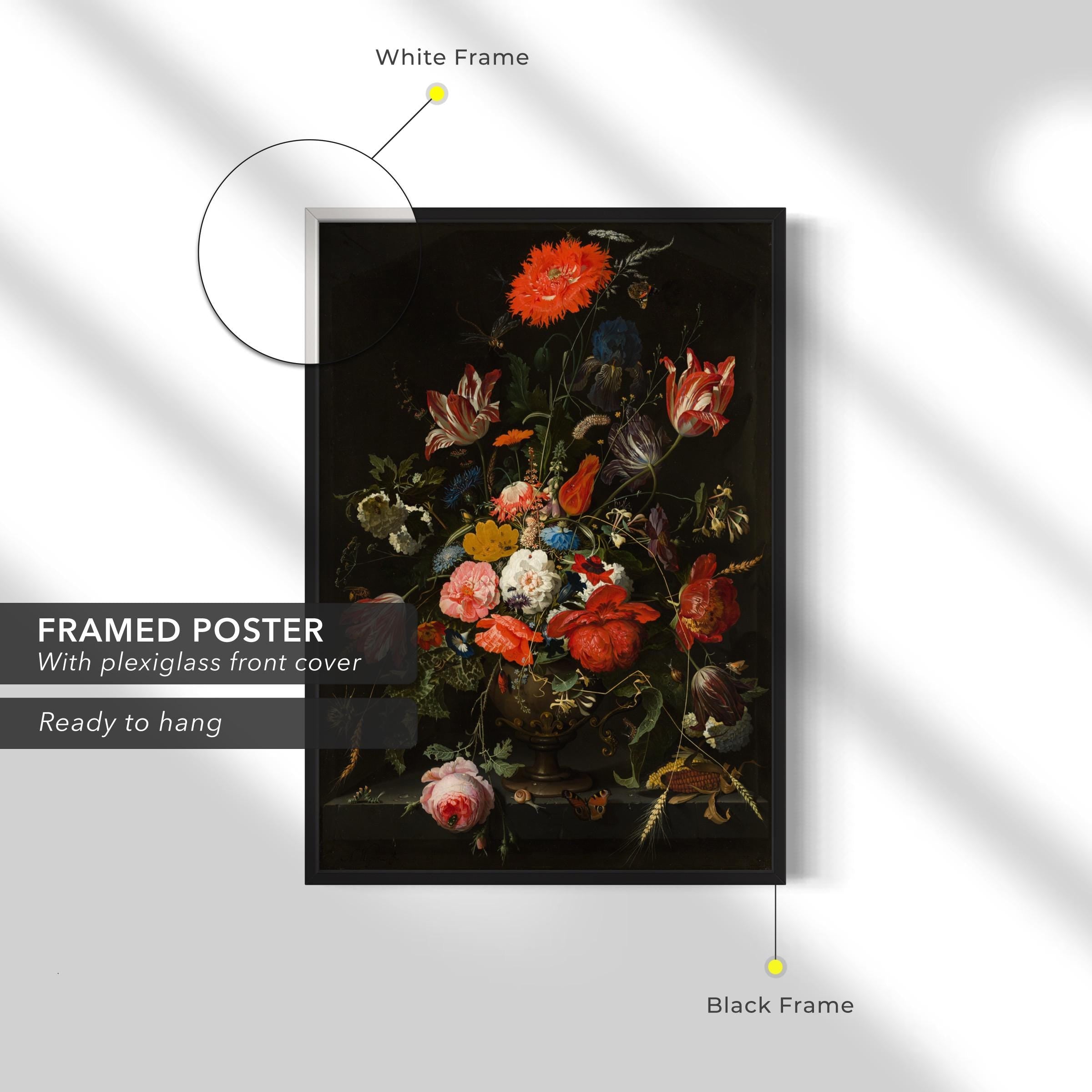 Abraham Mignon Flowers in a Metal Vase Canvas Art | Poster Print