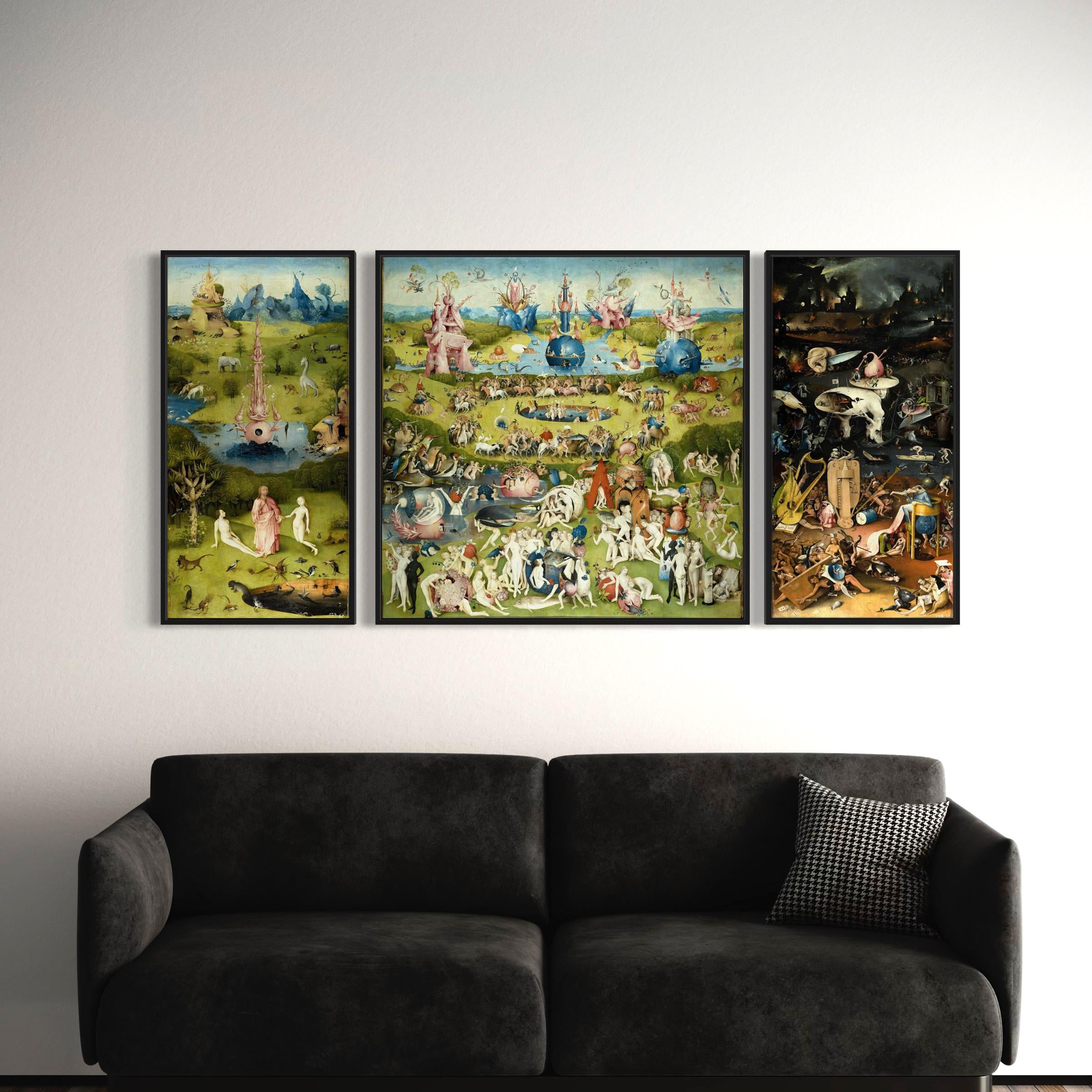 Wall Art Canvas | Poster Prints Set Of 3 Hieronymus Bosch Garden of Earthly Delights