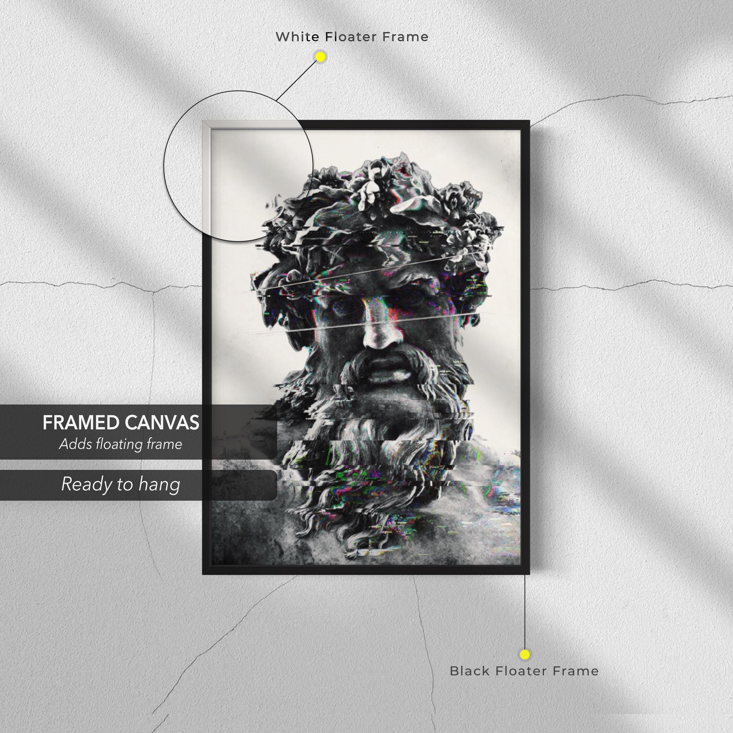 Modern Zeus Sculpture Portrait | Elegant Home Decor | Mythology Canvas Art | Poster Print