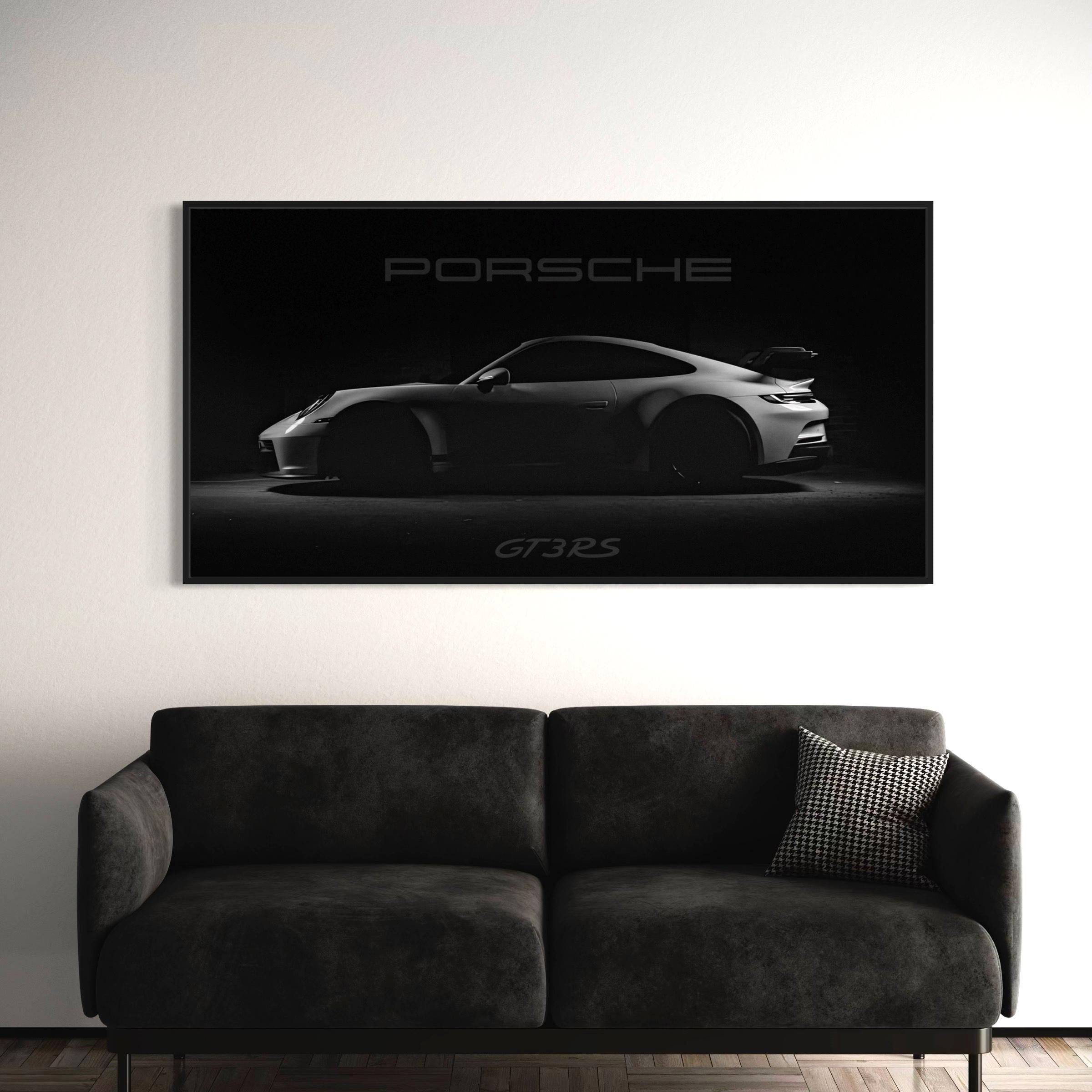 Porsche 911 Motivational GT3 RS Sports Car | Black & White Canvas Art | Poster Print