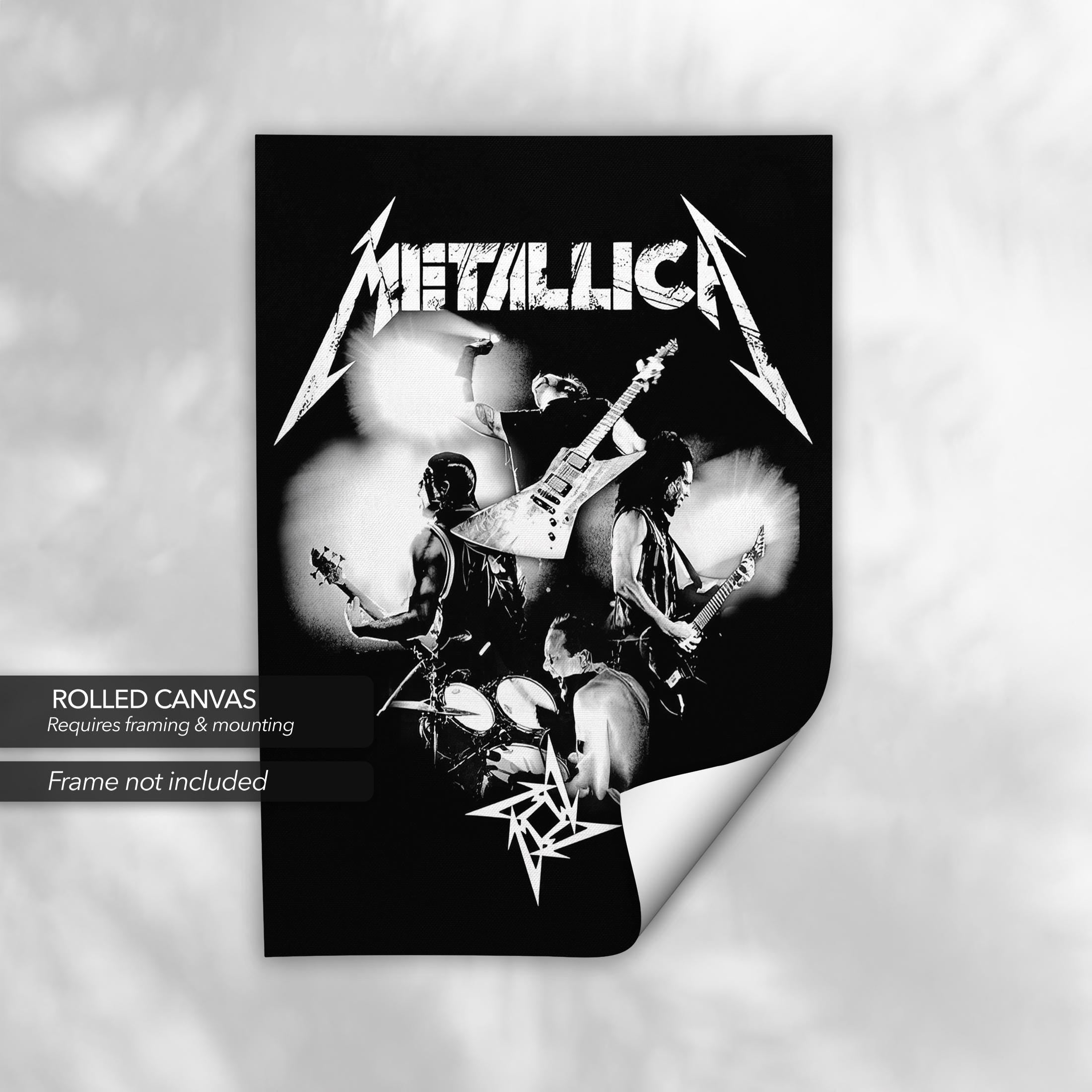 Metallica Band Artwork | Black & White Rock Music Canvas Art | Poster Print