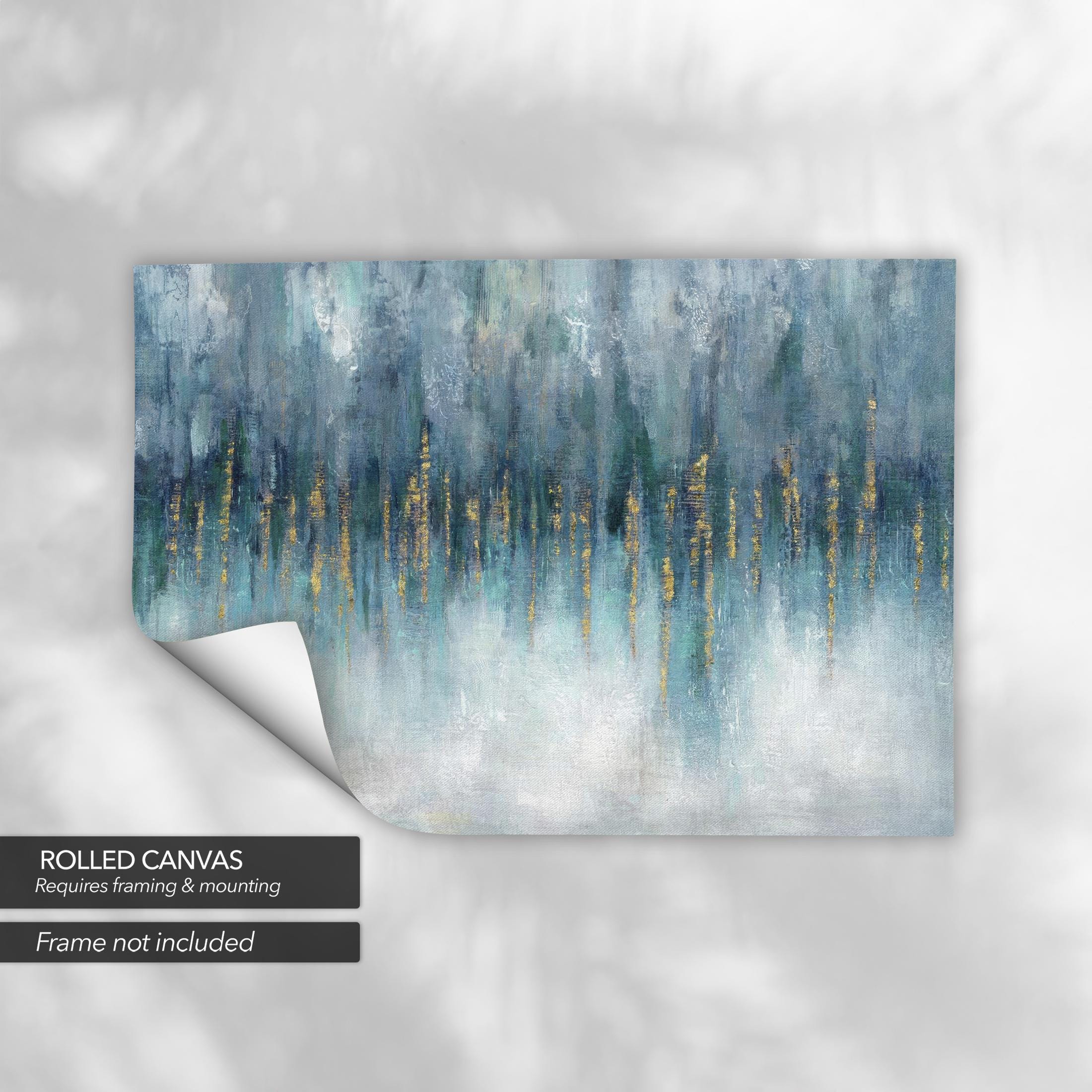 Abstract Teal & Gold | Modern Large Contemporary Canvas Art | Poster Print