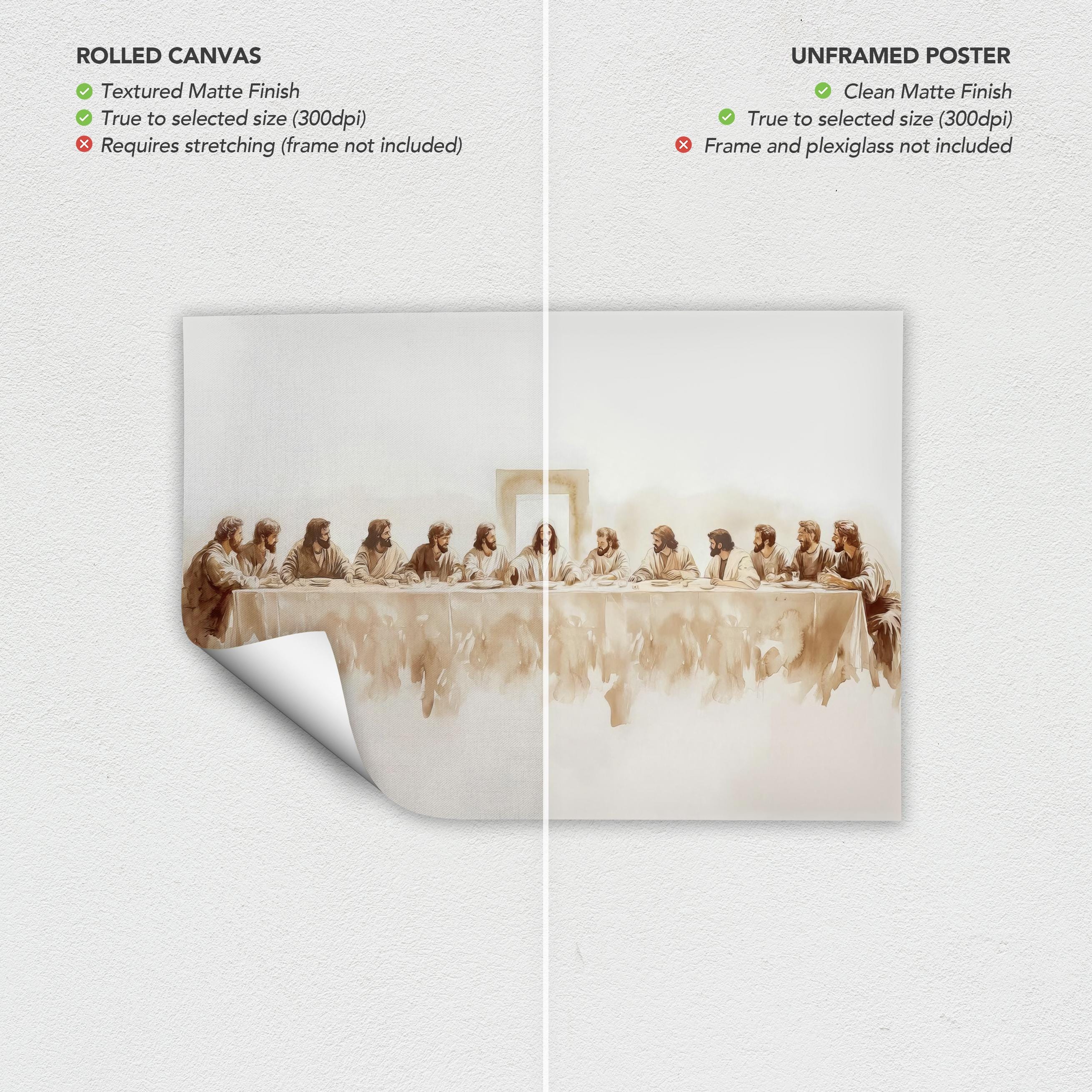 The Last Supper Framed Poster Print Jesus Watercolor Canvas Art