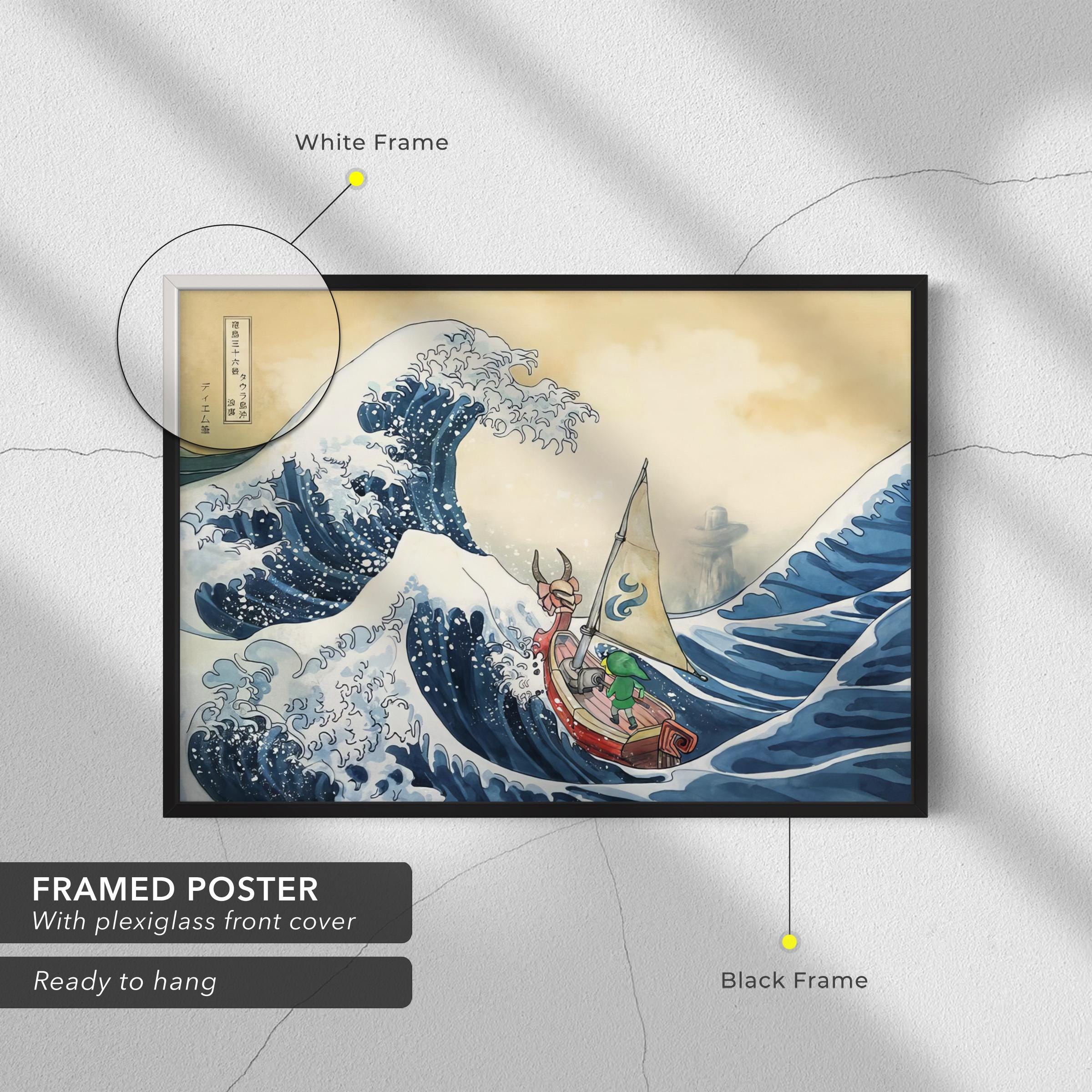 Legend of Zelda Windwaker Great Wave | Hokusai Inspired Canvas Art | Poster Print