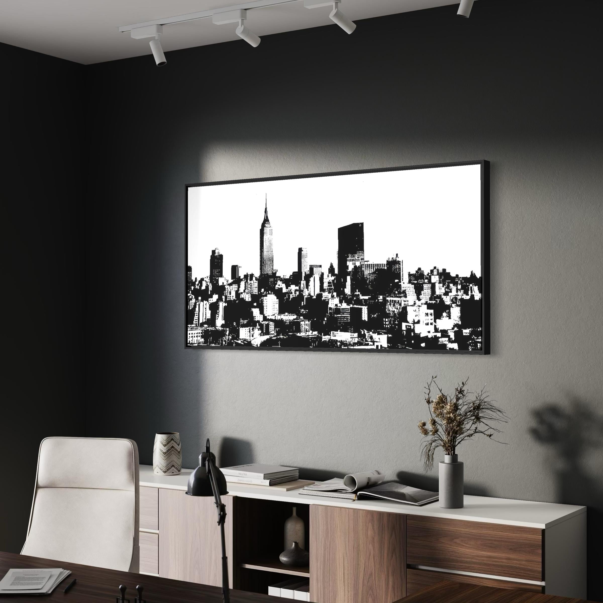 New York Black & White NYC Skyline Cityscape | Empire State Building Canvas | Poster Print