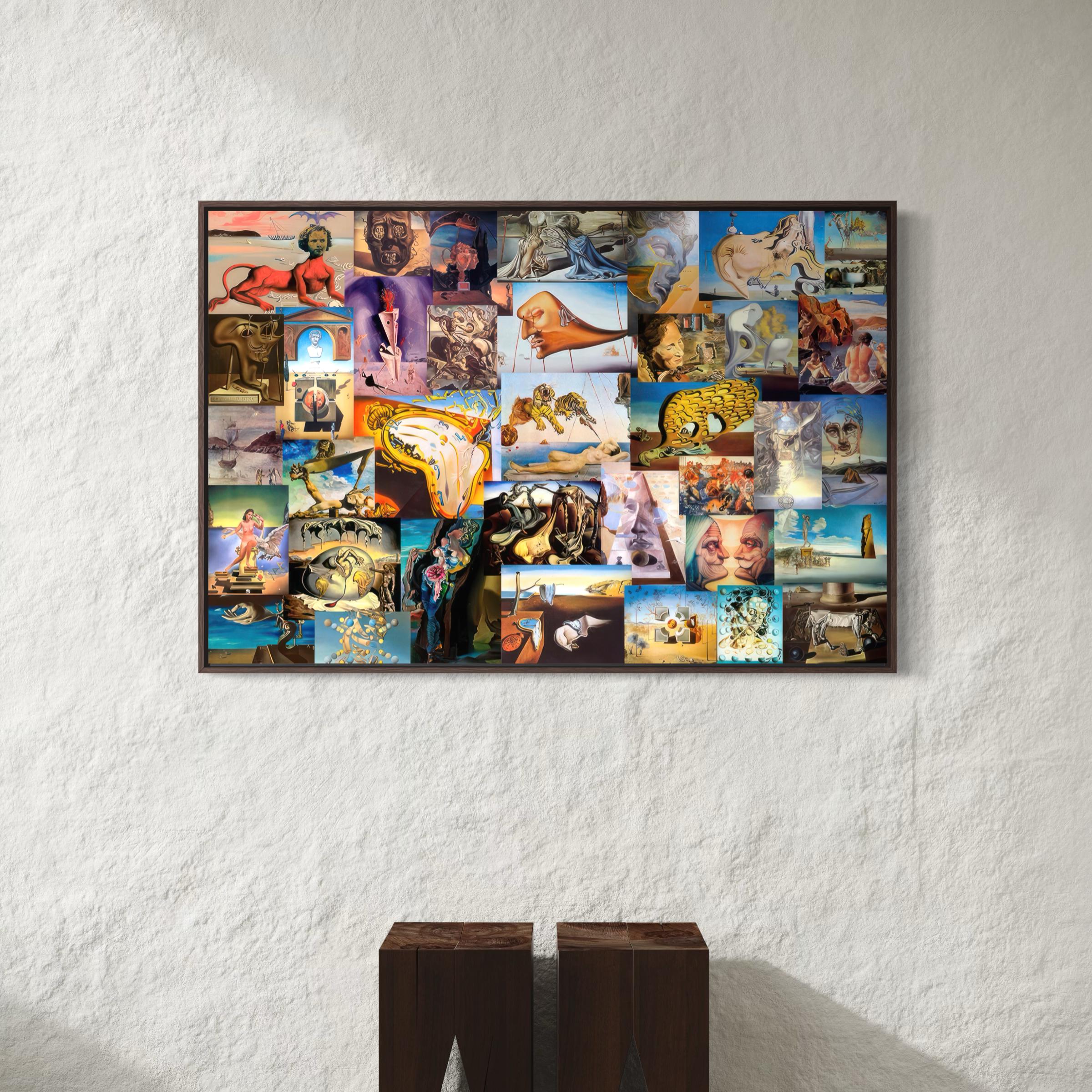 Salvador Dali Collage Framed Wall Art Canvas | Surreal Vintage Poster Print