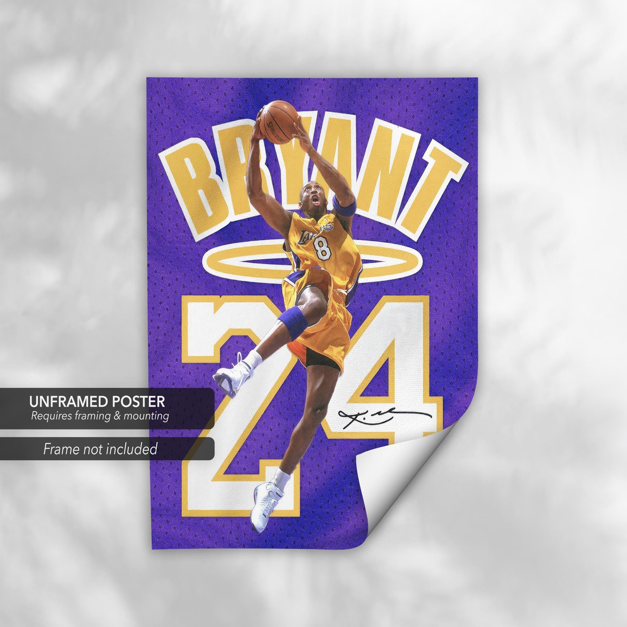 Kobe Bryant Signed | Legendary Mamba 24 Basketball Lakers Canvas Art | Poster Print