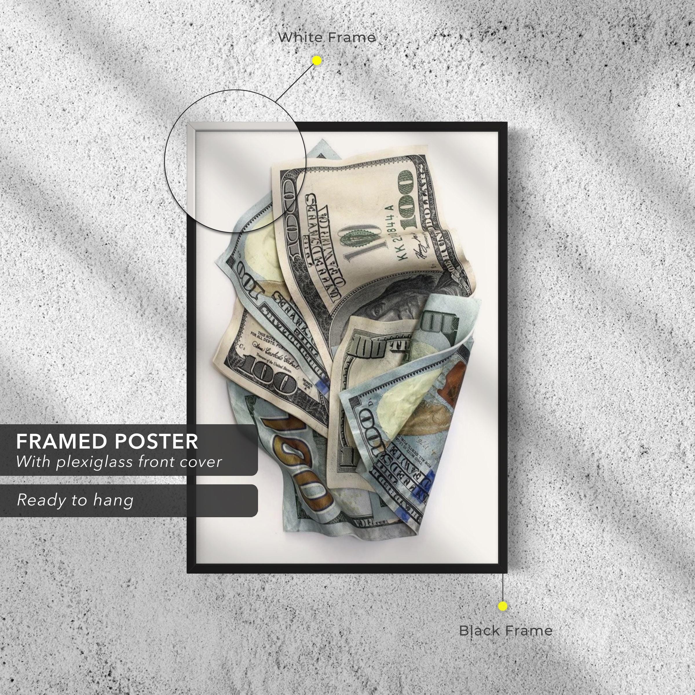 Crumpled Hundred Dollar | 100 Bill Realistic Money Canvas Art | Poster Print