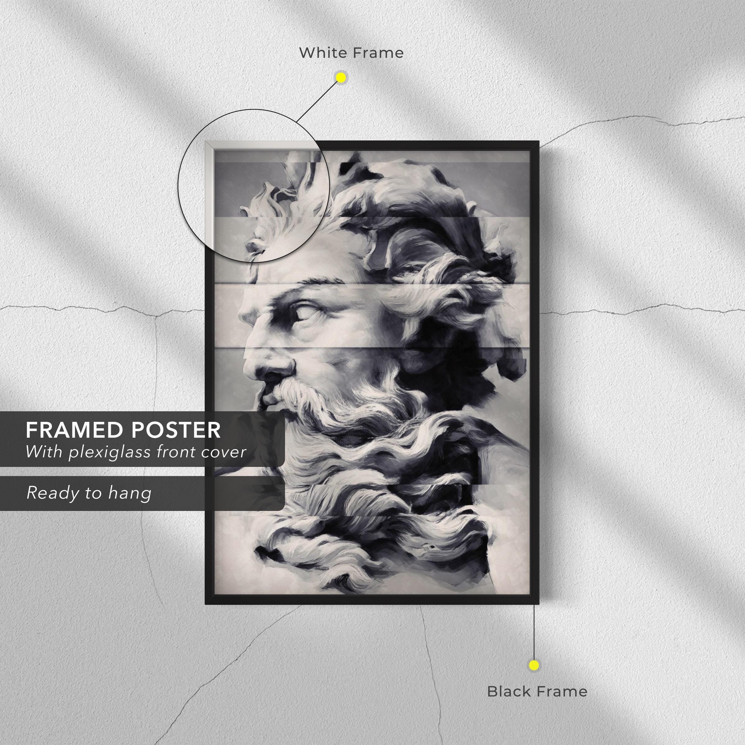 Modern Neptune Sculpture Portrait Canvas Art | Poster Print