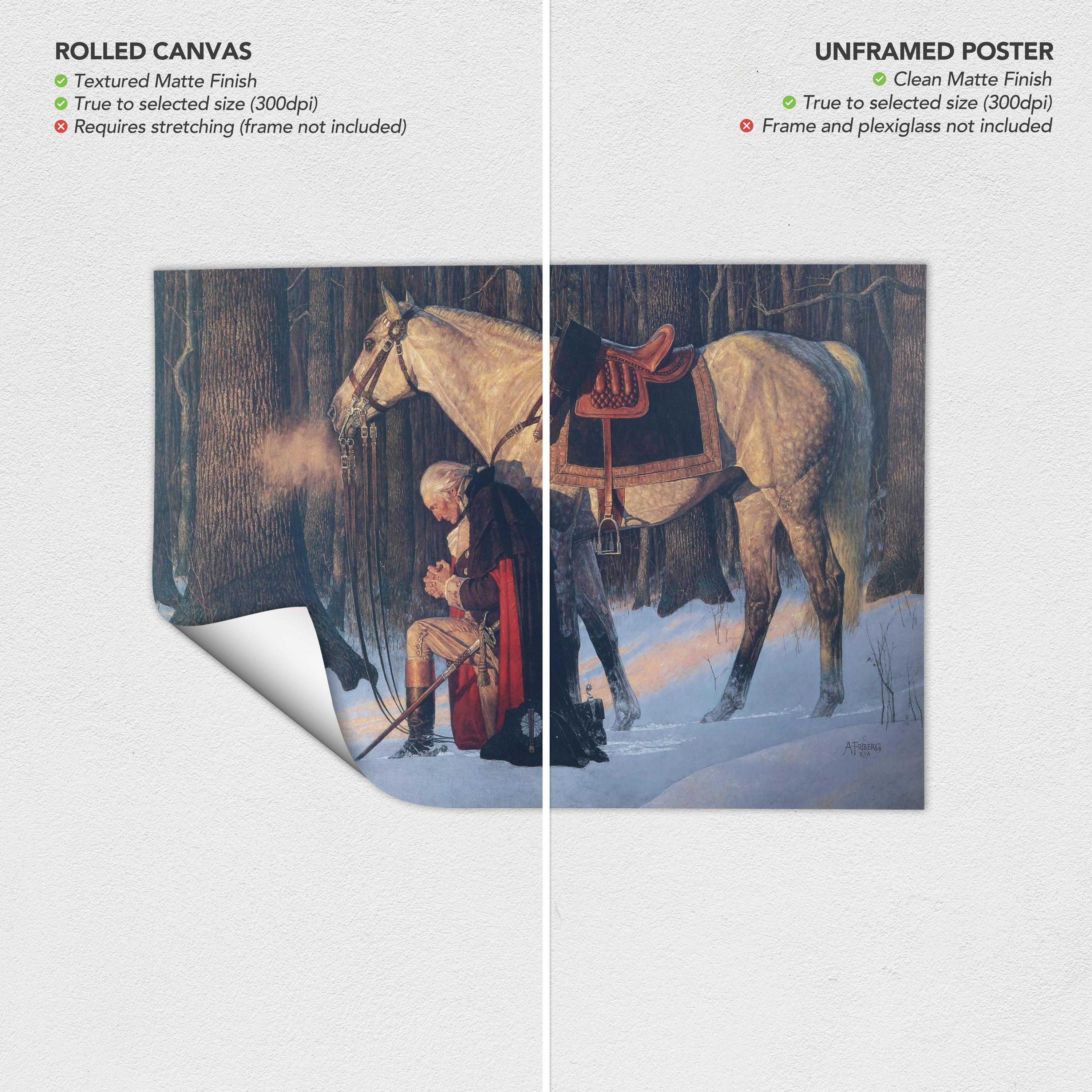 George Washington Praying | Prayer at Valley Forge | American Poster Print | Canvas Art