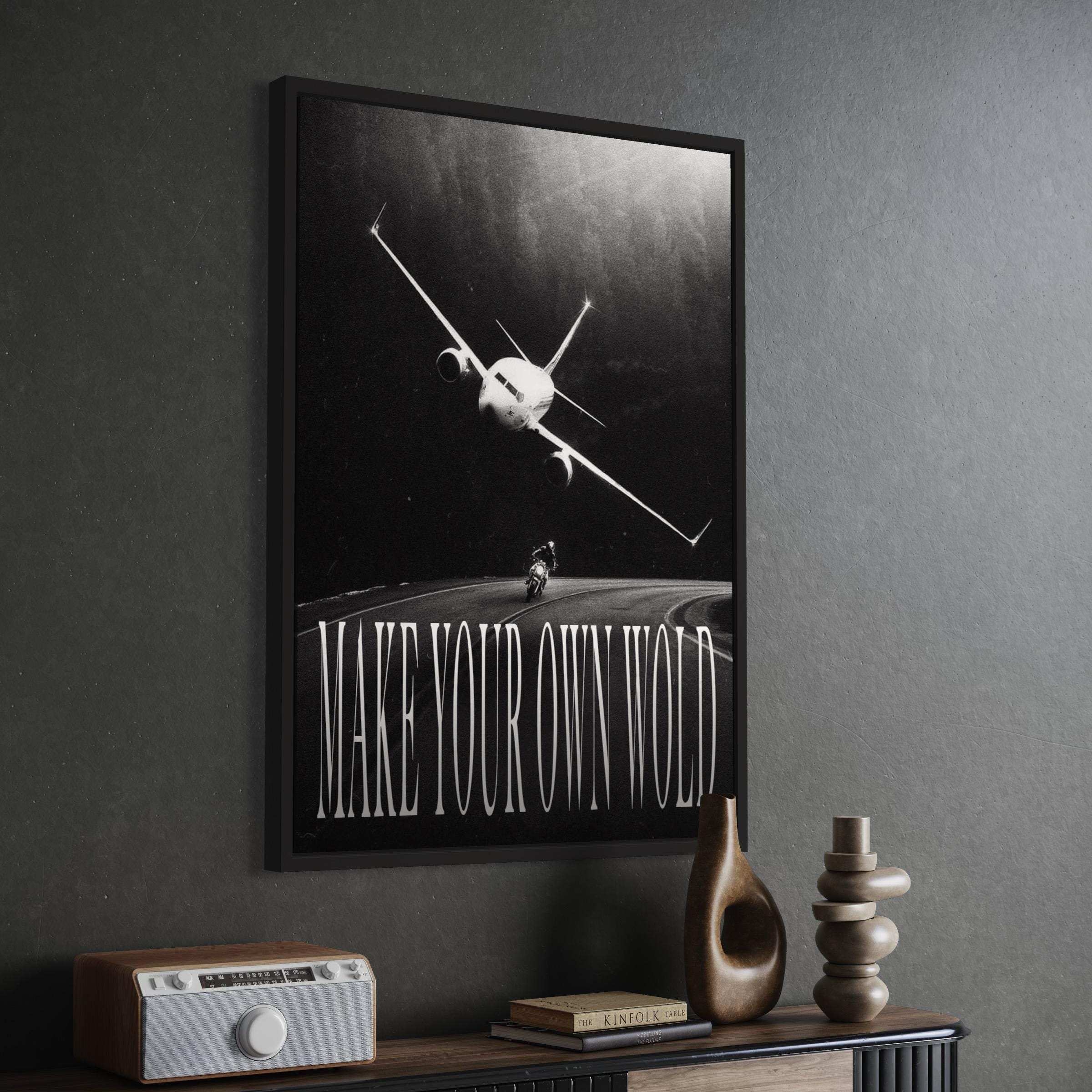 Make Your Own World Black & White Motivational Canvas Art | Poster Print