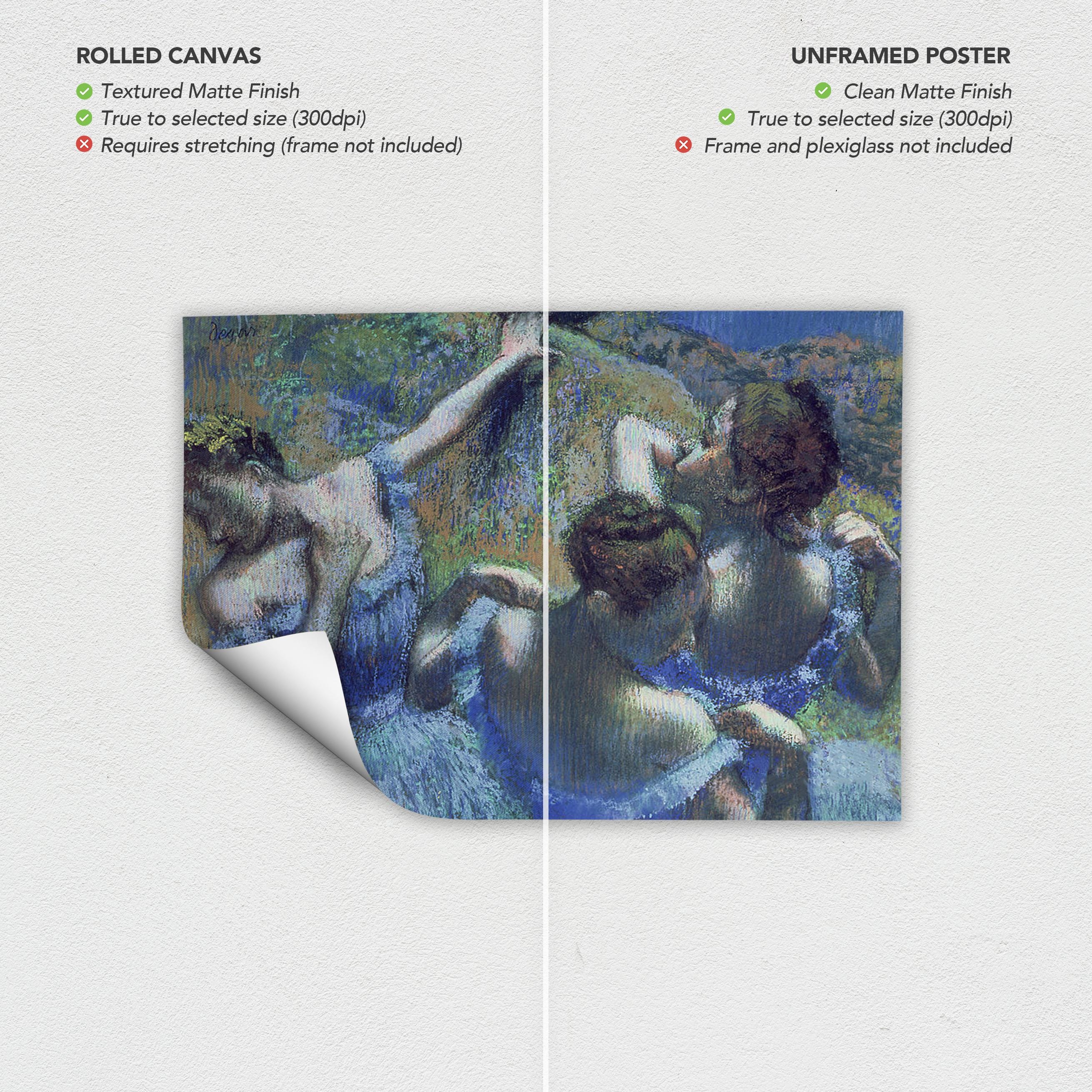 Blue Dancers by Edgar Degas | Impressionist Pastel Ballet Canvas Art | Poster Print