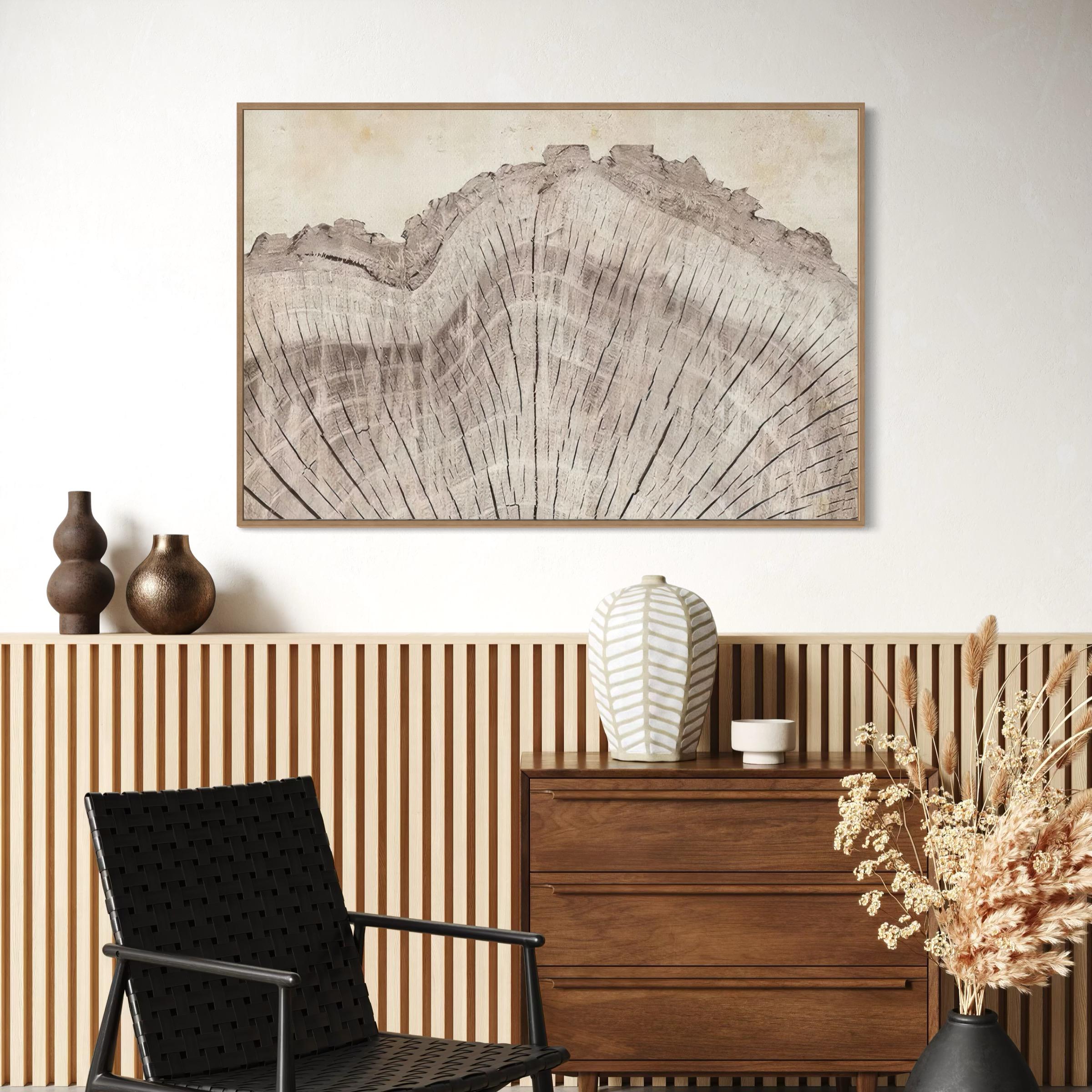 Tree Rings Oak Wood Canvas Wall Art | Poster Print | Boho Modern Neutral Minimalist Art