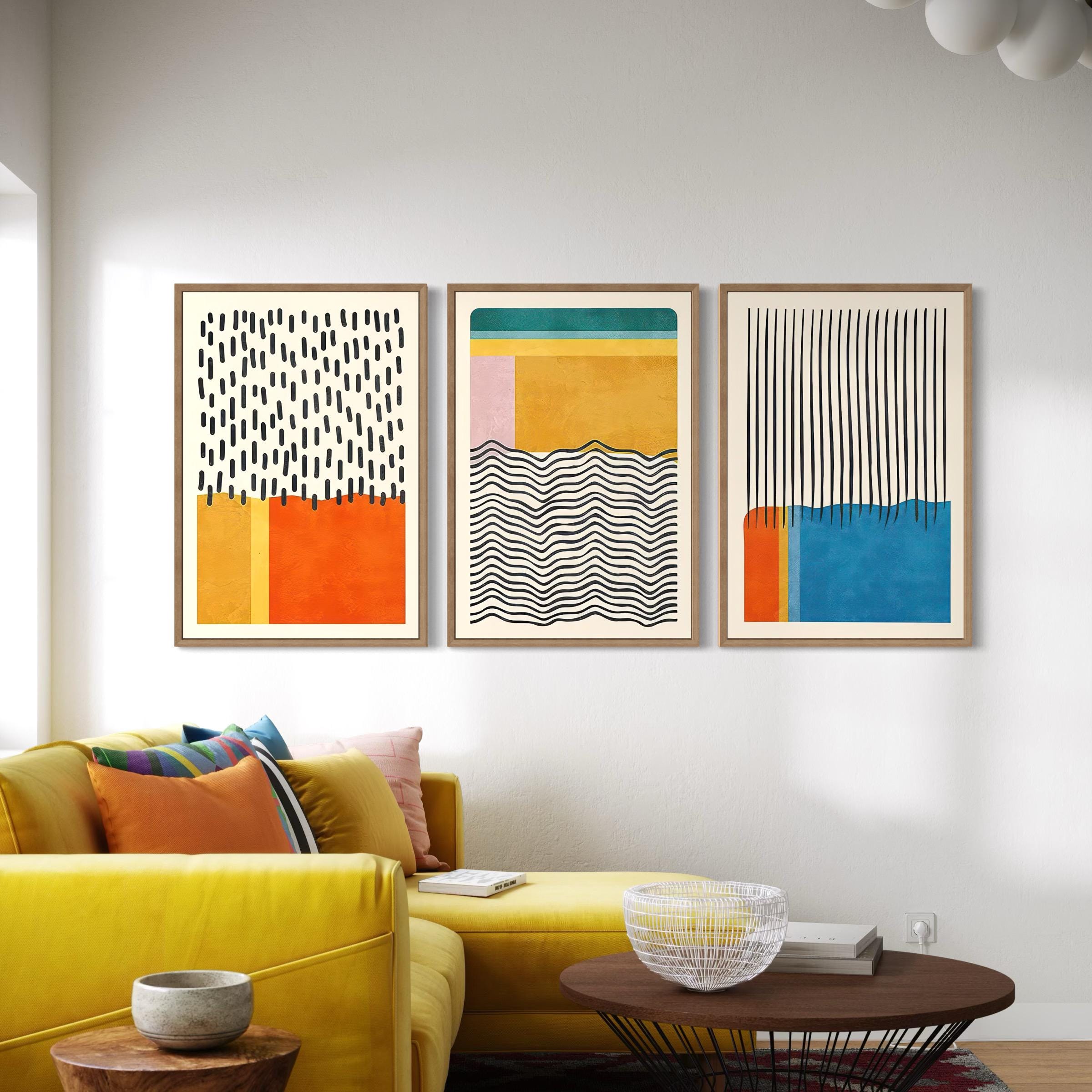 Set of 3 Color Block | Bauhaus Mid Century Modern Poster Prints | Canvas Art