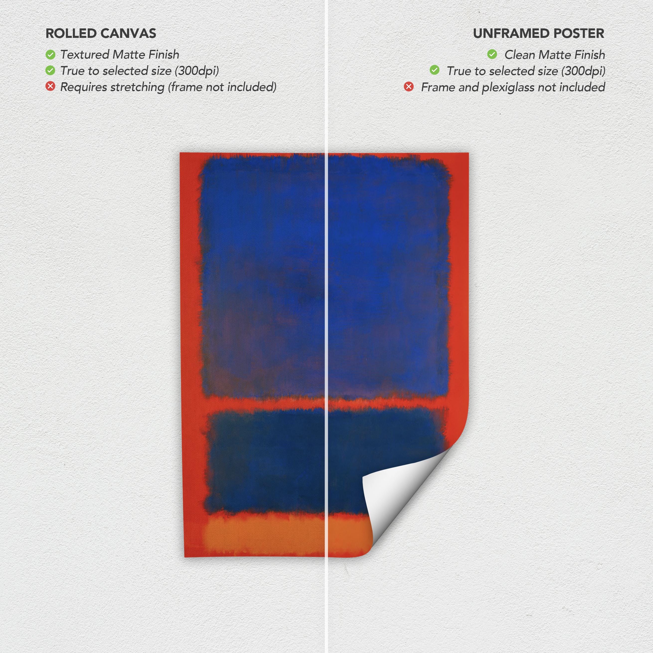 Mark Rothko Blue, Orange, Red | Abstract Expressionist Canvas Art | Poster Print