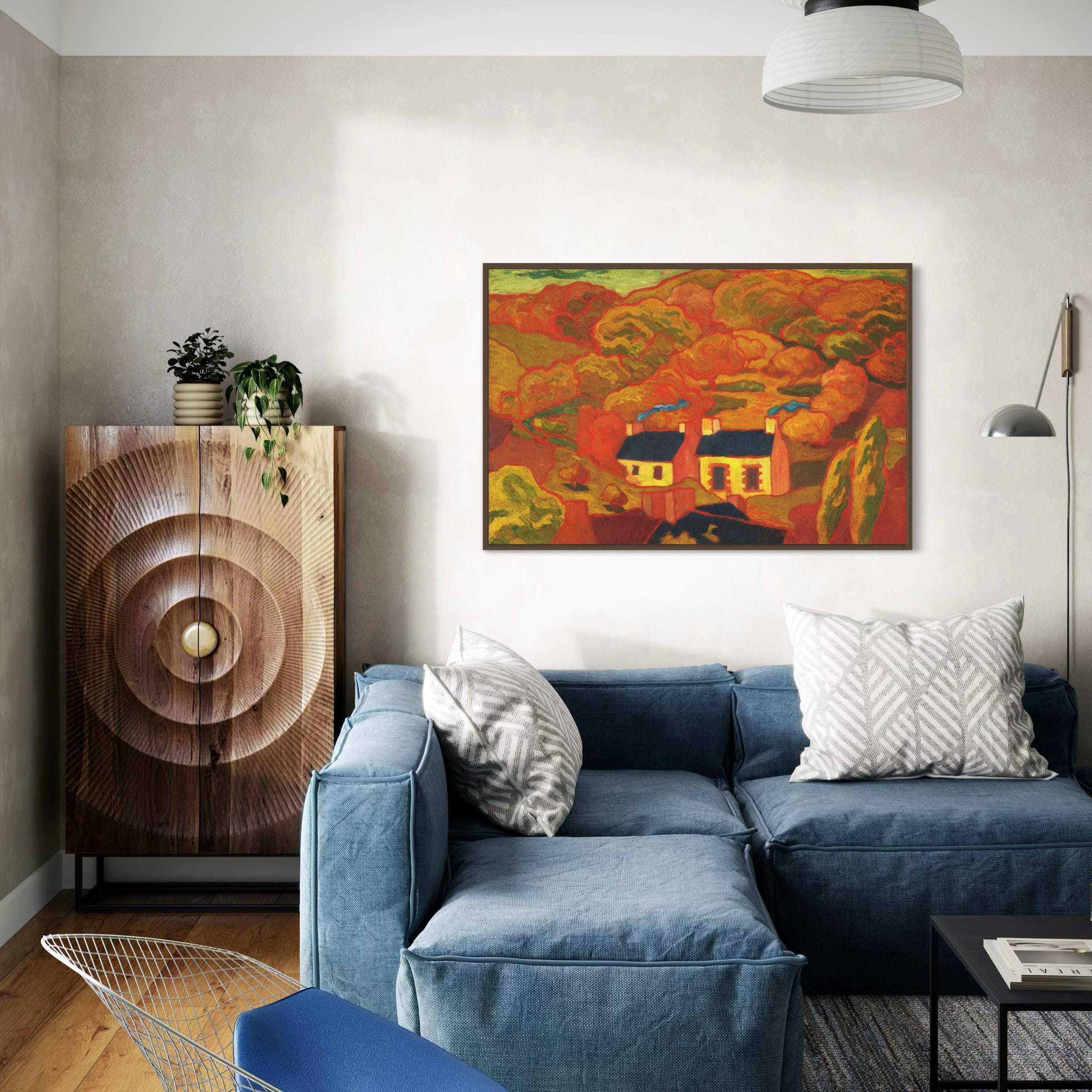 Two Thatched Cottages by Armand Seguin | Mid Century Abstract Canvas Art | Poster Print