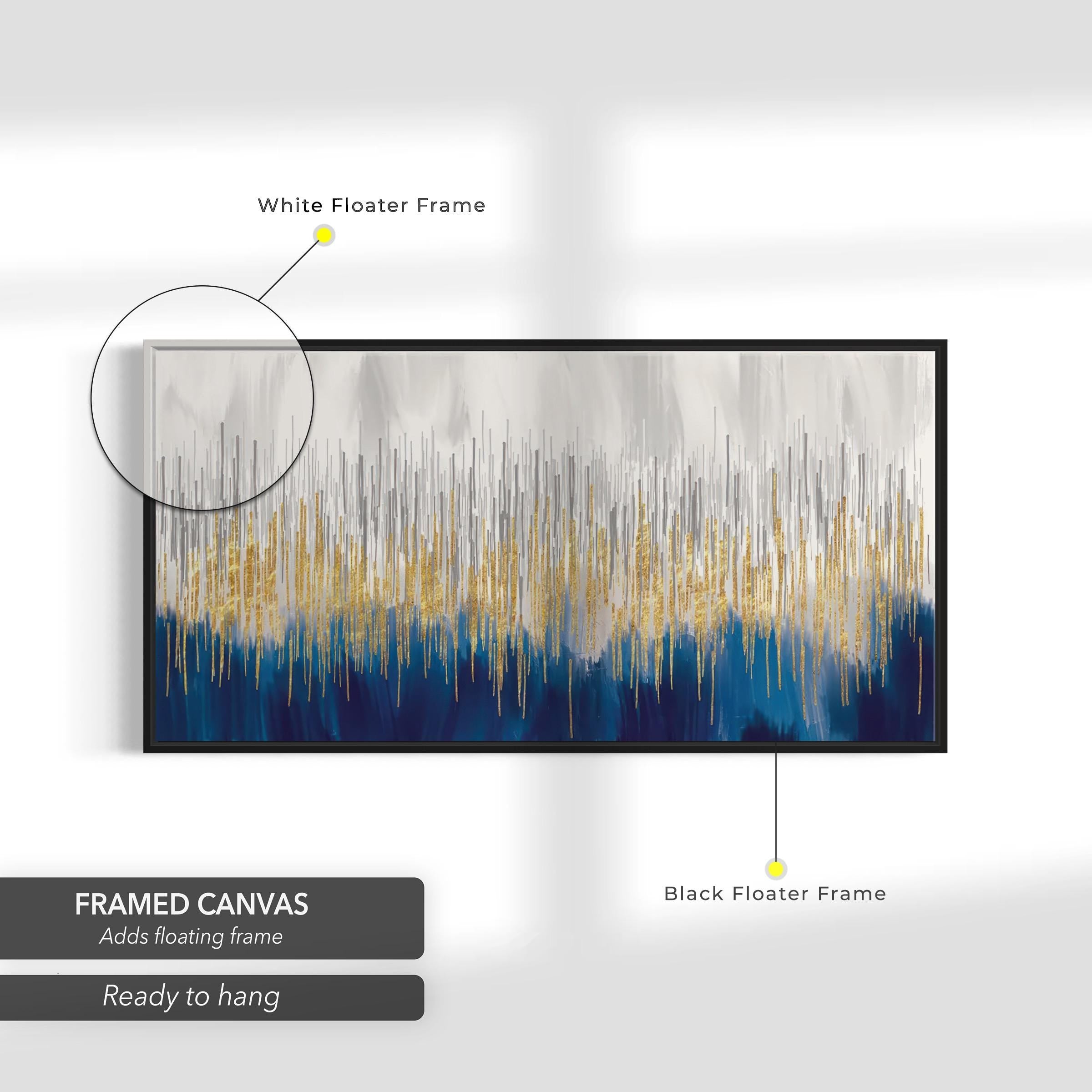 Modern Abstract Blue & Gold | Metallic Stylish Canvas Art | Poster Print
