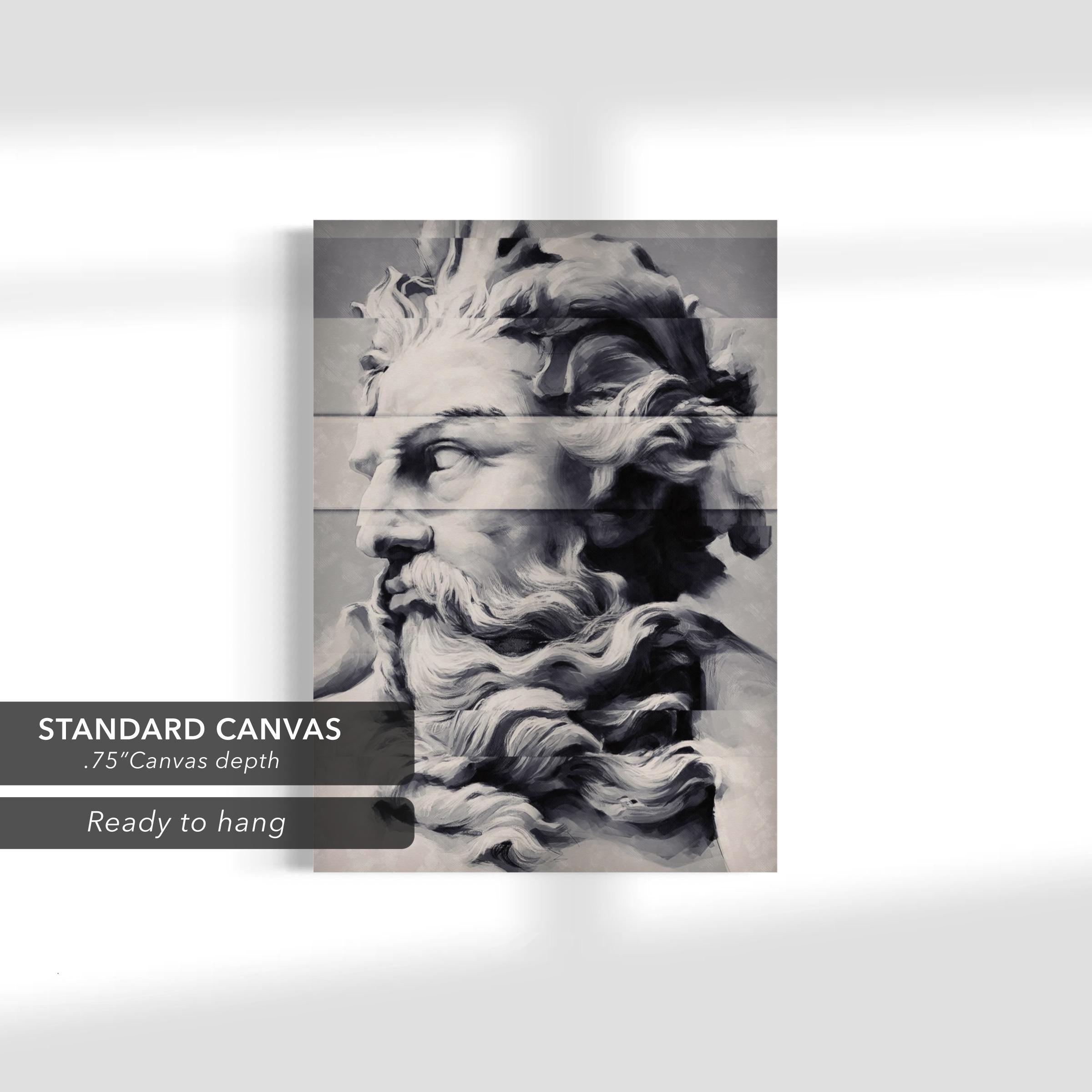 Modern Neptune Sculpture Portrait Canvas Art | Poster Print