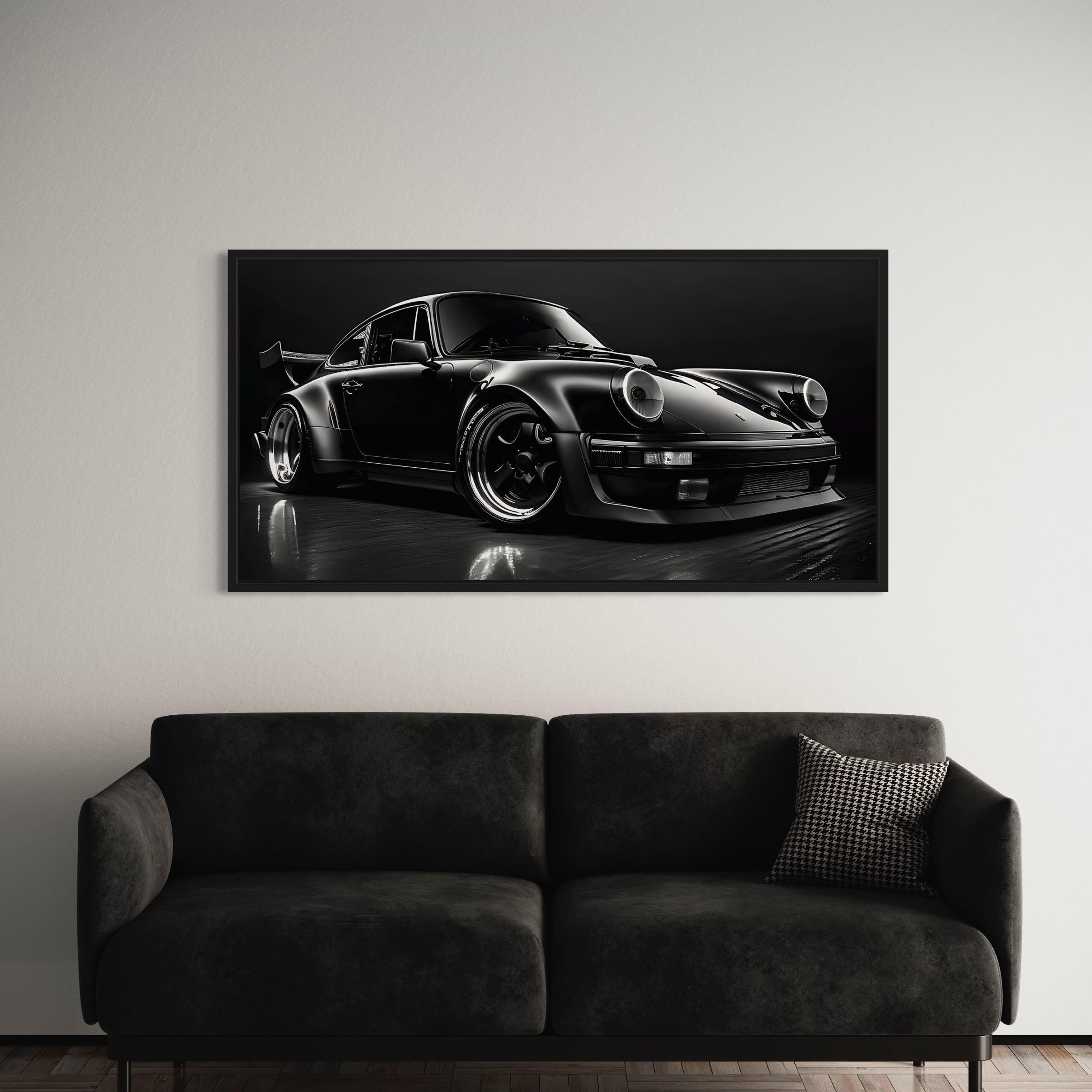 Black Porsche 911 Turbo | Classic Sports Car Canvas Art | Poster Print