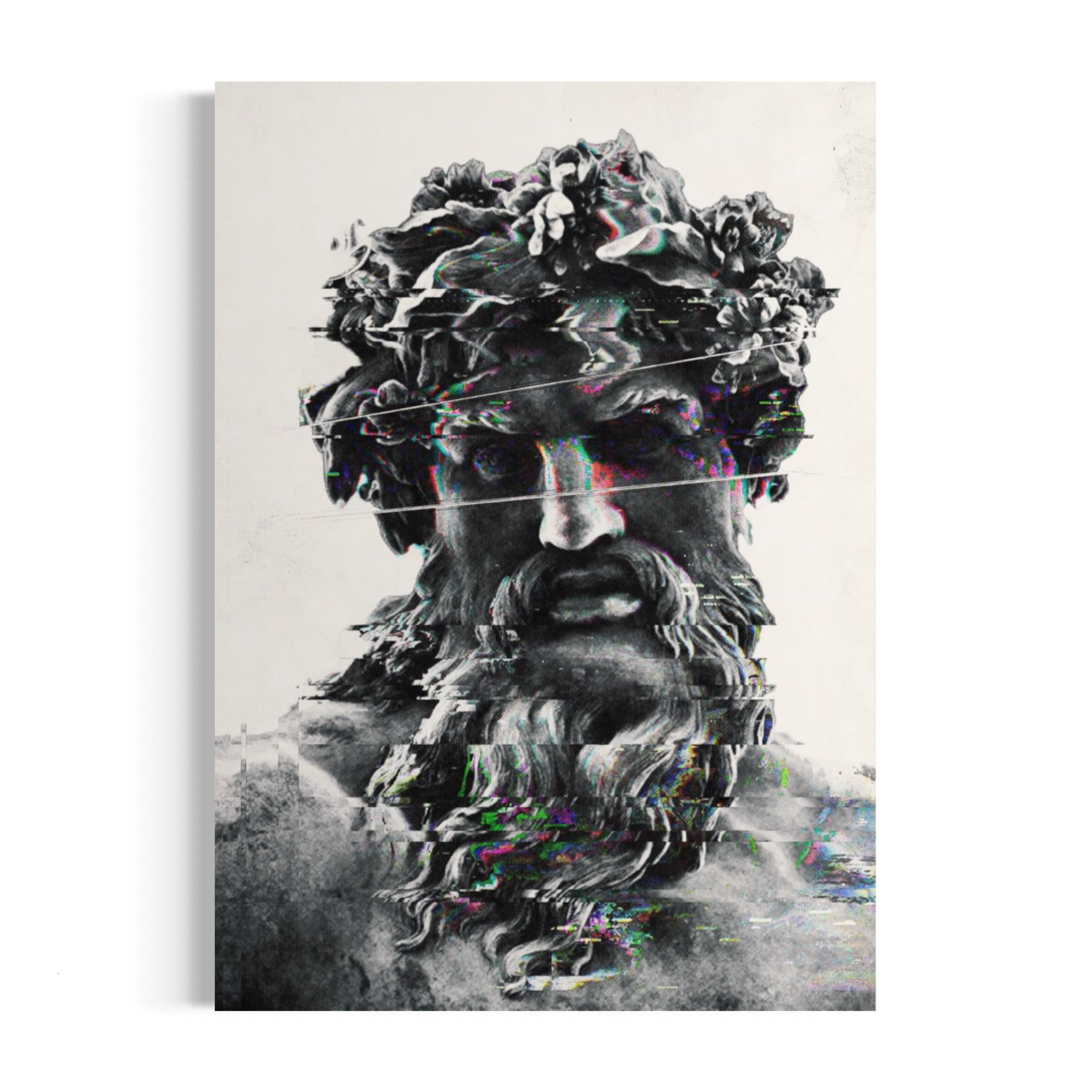 a black and white photo of a man with a beard