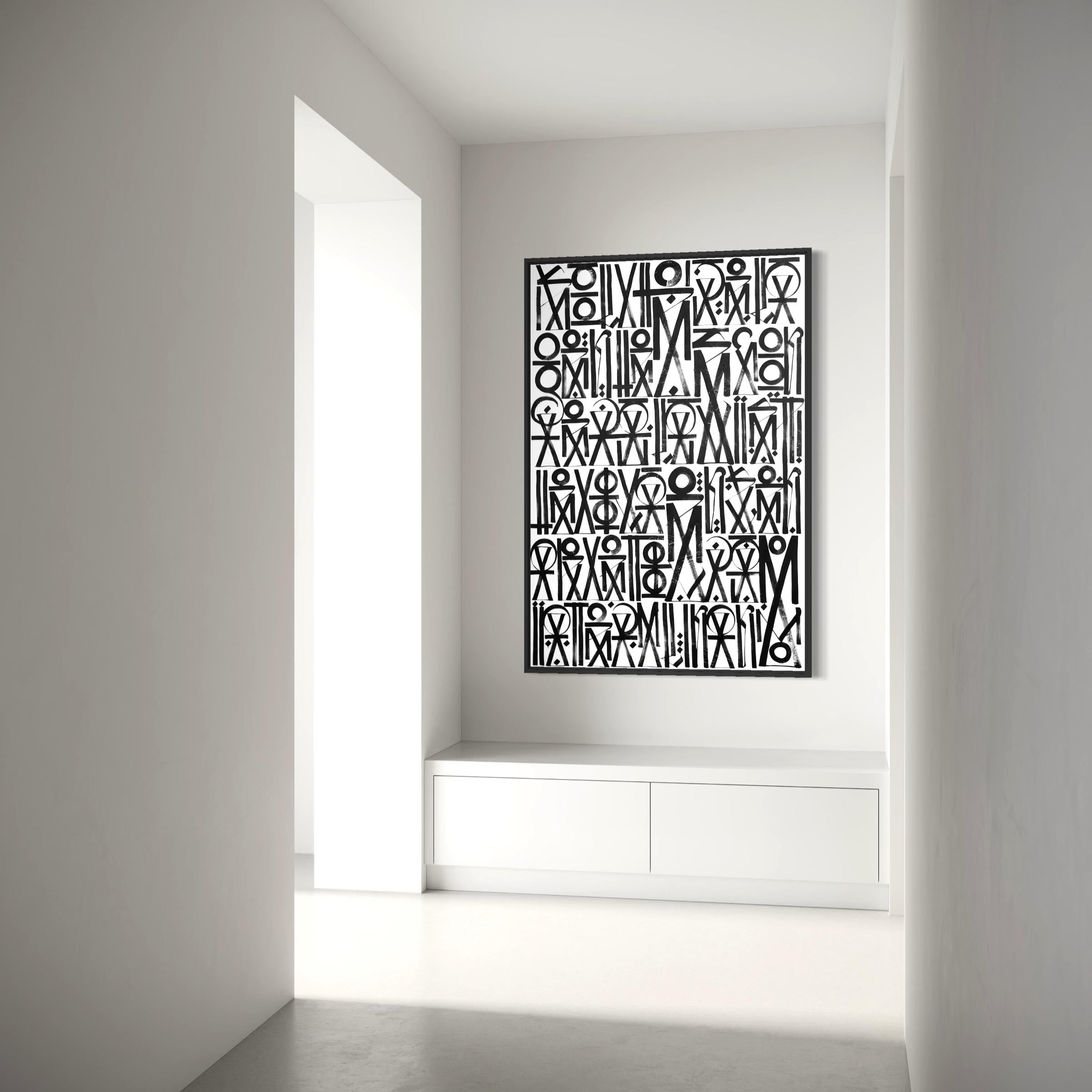 Abstract Black & White Calligraphy Poster Print | Minimalist Scandinavian Canvas Wall Art