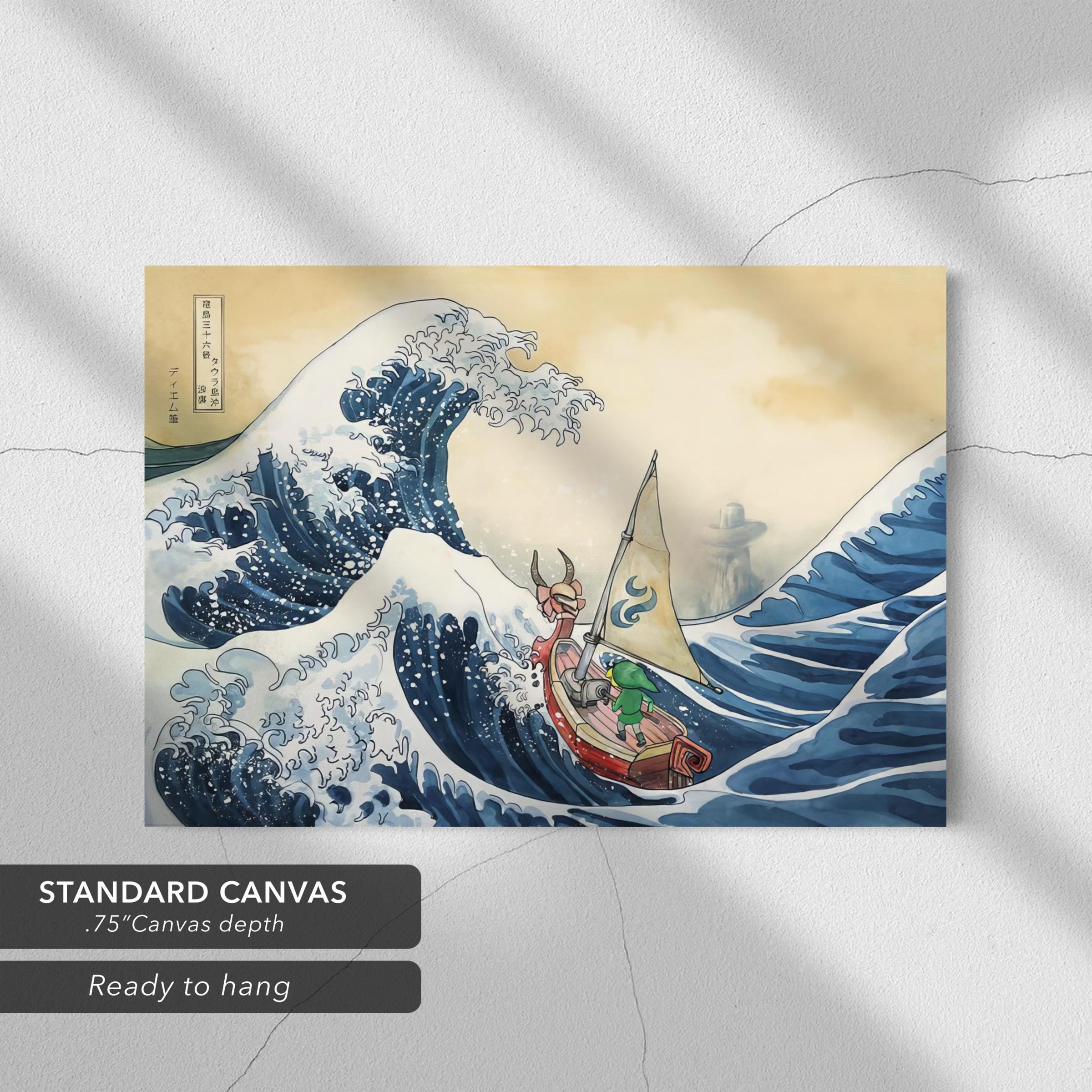 Legend of Zelda Windwaker Great Wave | Hokusai Inspired Canvas Art | Poster Print