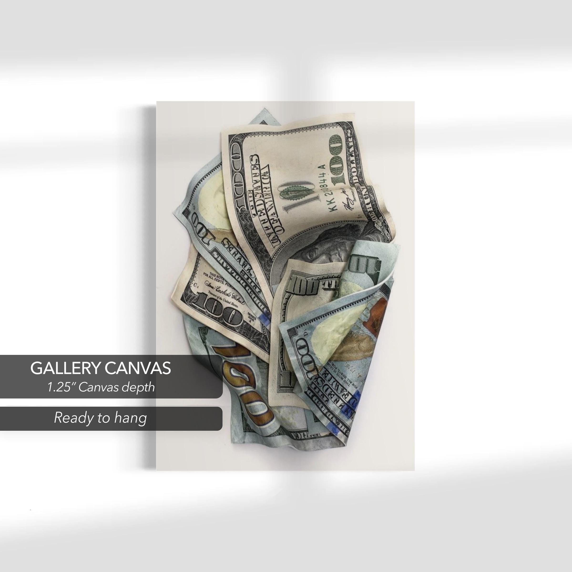 Crumpled Hundred Dollar | 100 Bill Realistic Money Canvas Art | Poster Print