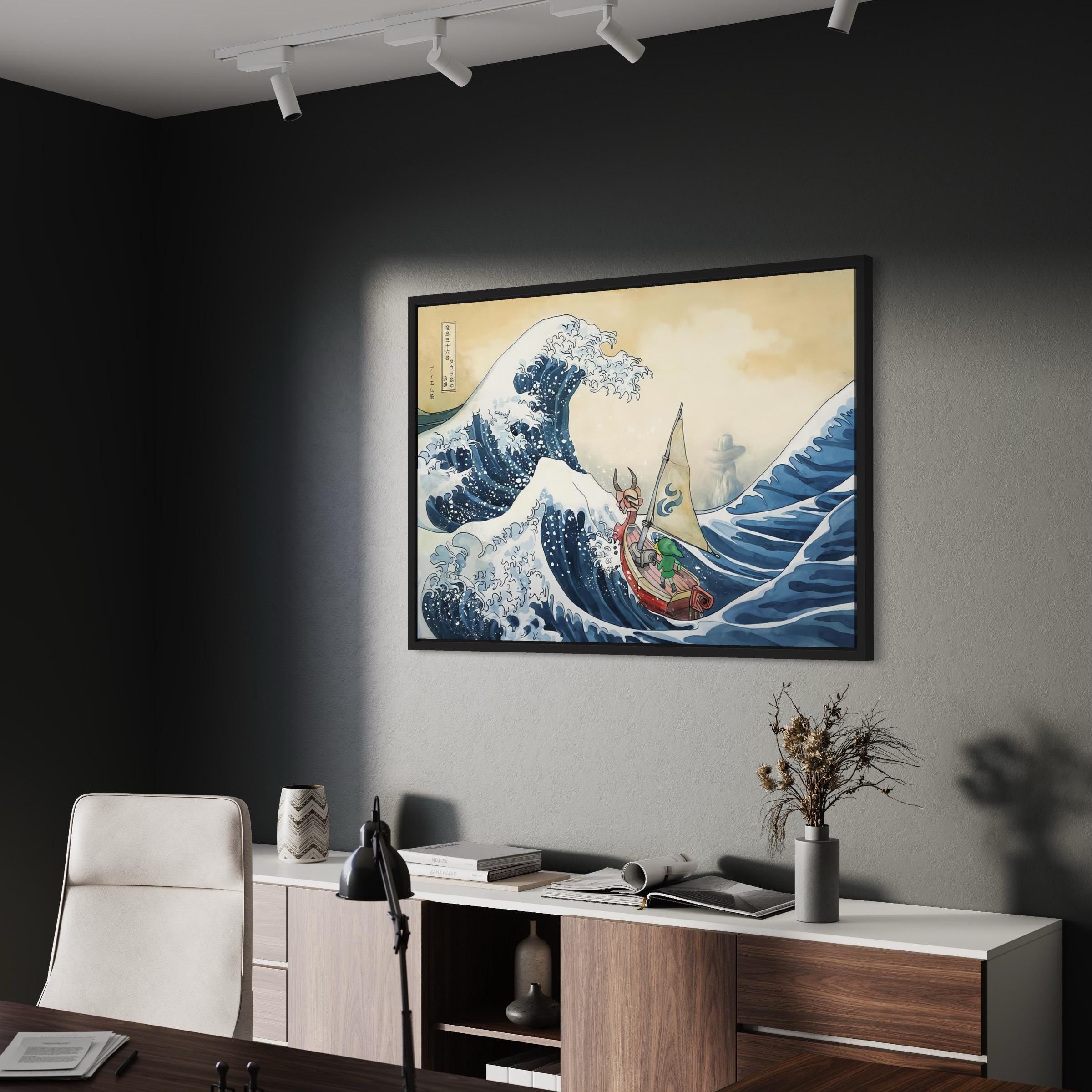 Legend of Zelda Windwaker Great Wave | Hokusai Inspired Canvas Art | Poster Print
