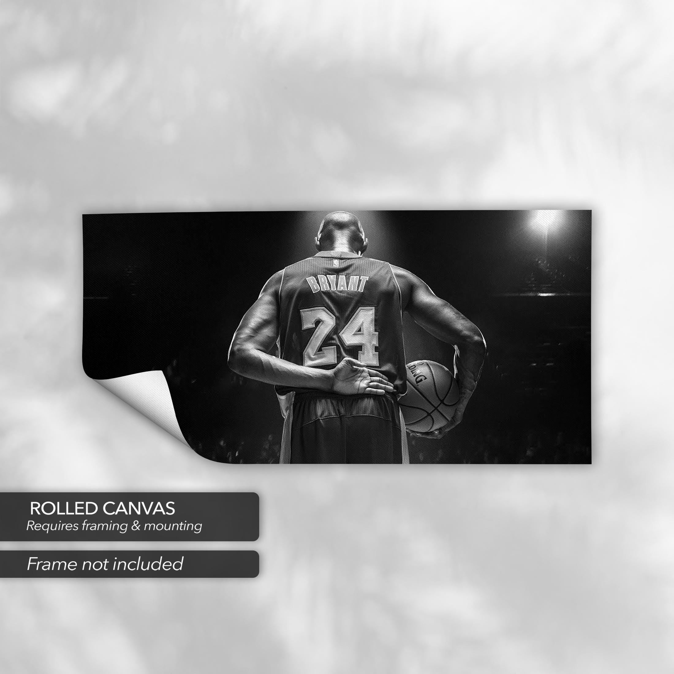 Kobe Bryant Black & White Iconic Basketball Legend Canvas Art | Poster Print