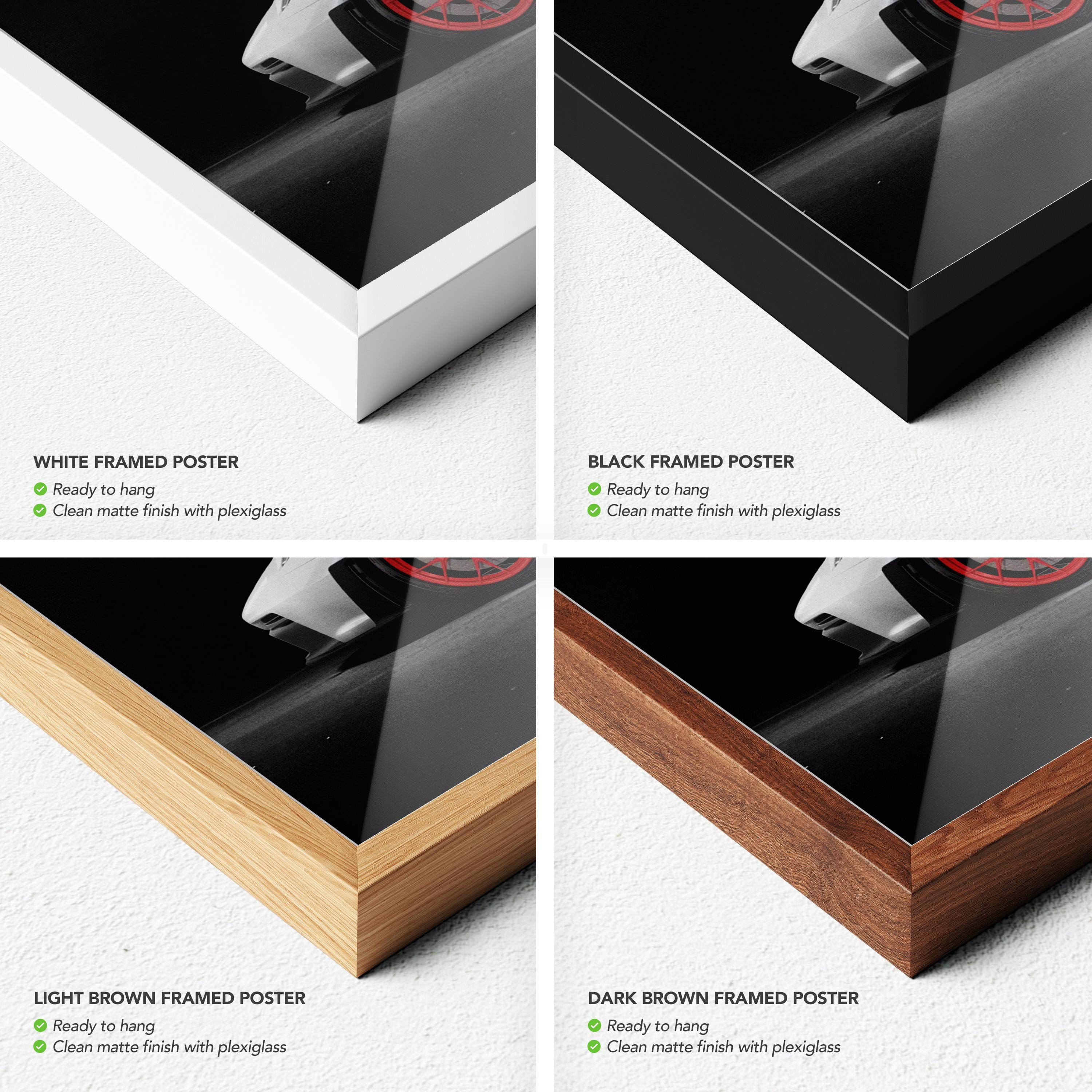 Porsche 911 GT3 RS Framed Canvas | Poster Wall Art Print | Sports Car Decor | Black & White Man Cave, Office Wall Art