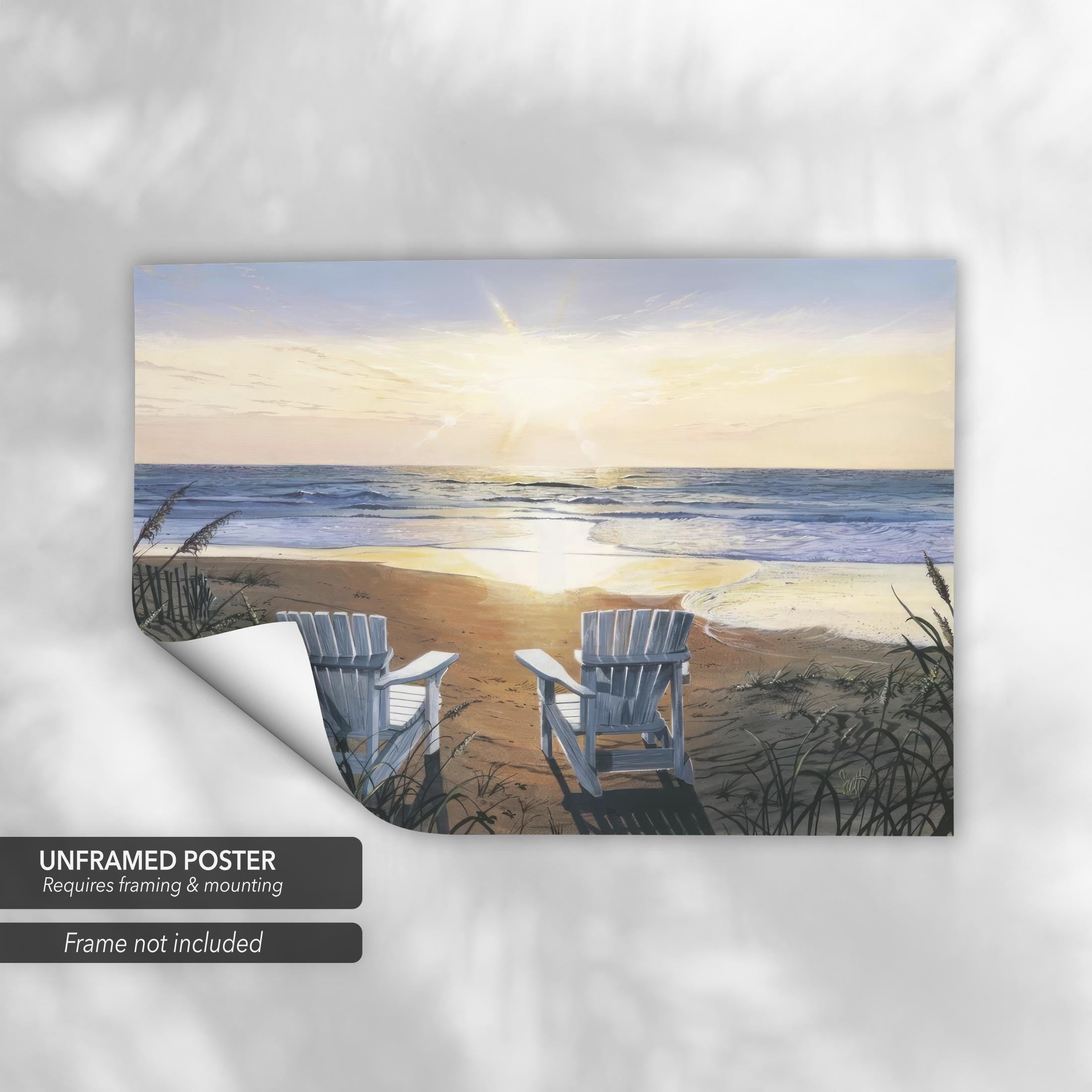 Coastal Sunset Beach Chairs "Days End Duo" by Scott Westmoreland Canvas Art | Poster Print