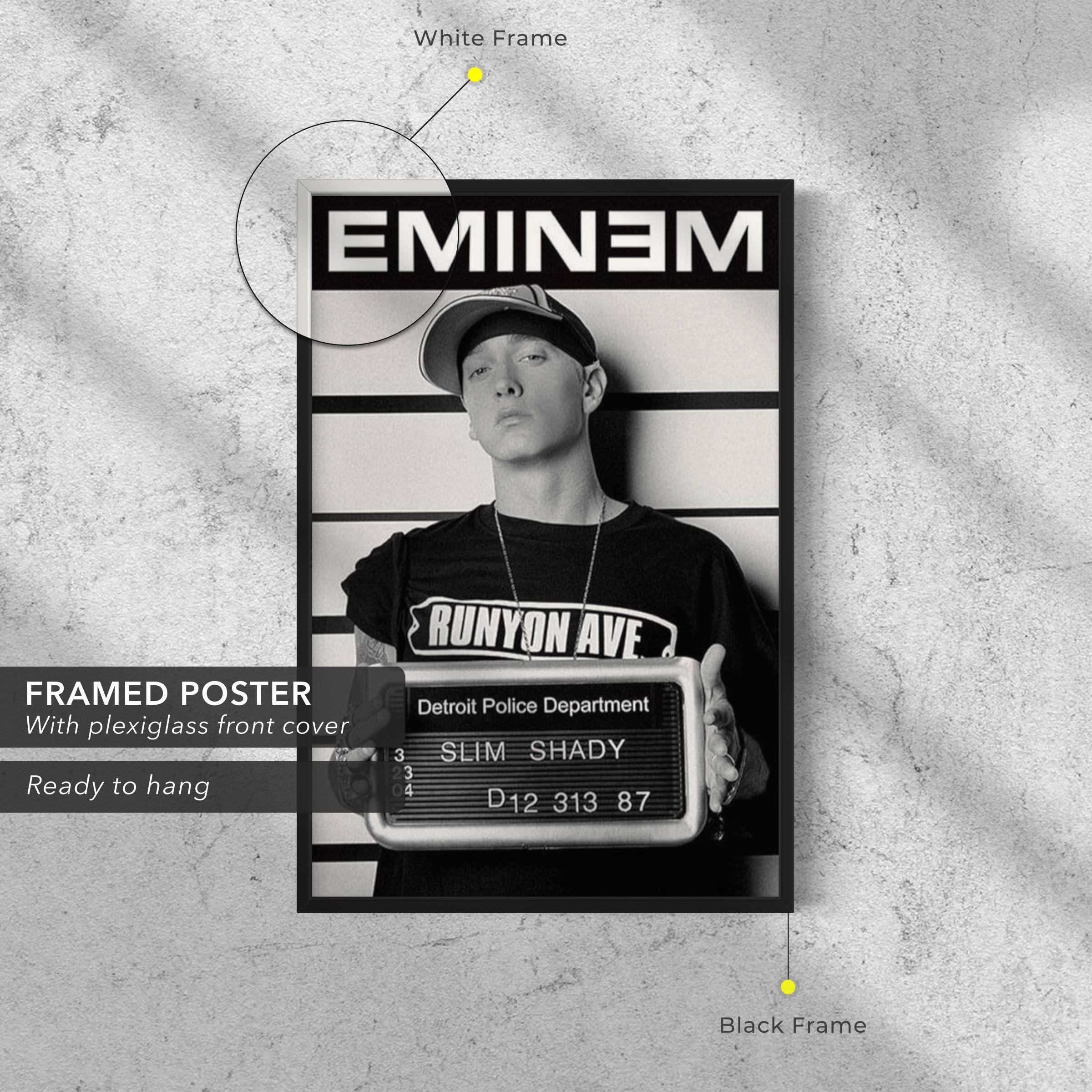 Eminem Mugshot | Slim Shady Detroit Police Black & White Canvas Art | Poster Print