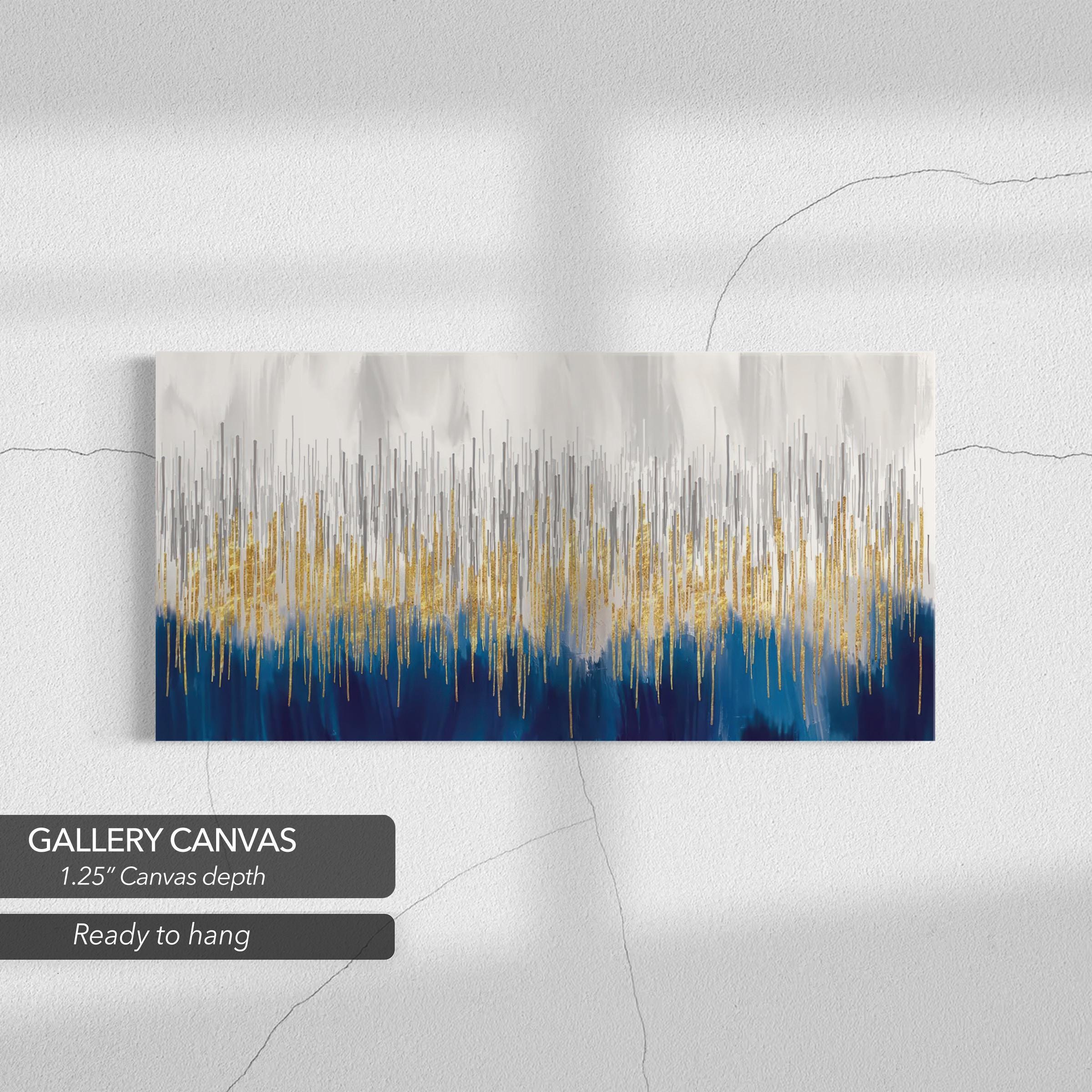 Modern Abstract Blue & Gold | Metallic Stylish Canvas Art | Poster Print