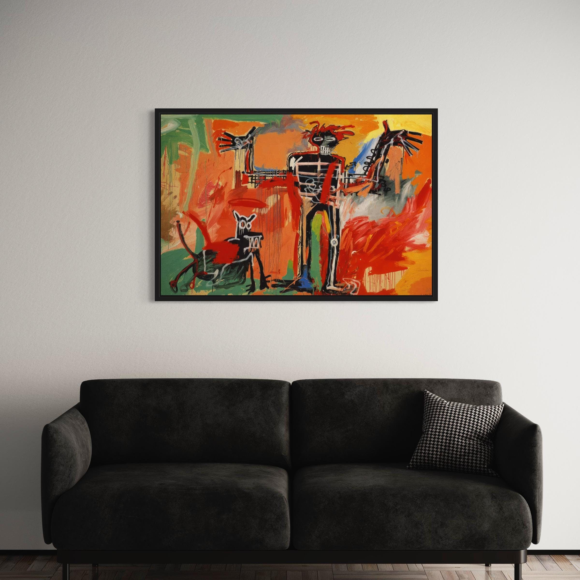 Jean-Michel Basquiat Boy & Dog in a Johnnypump 1982 | Canvas Art | Poster Print