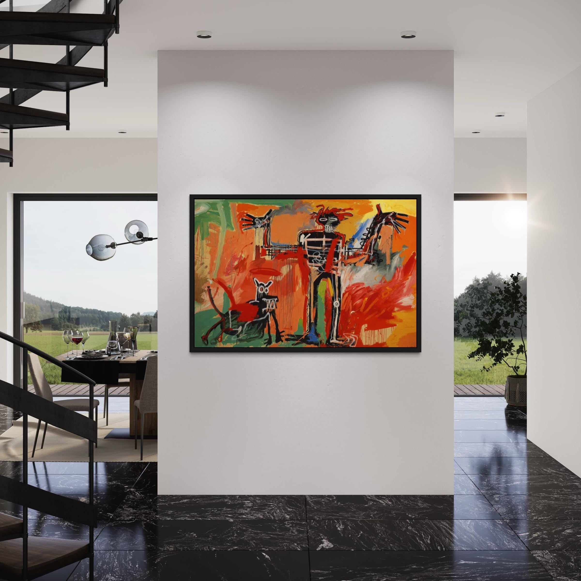 Jean-Michel Basquiat Boy & Dog in a Johnnypump 1982 | Canvas Art | Poster Print