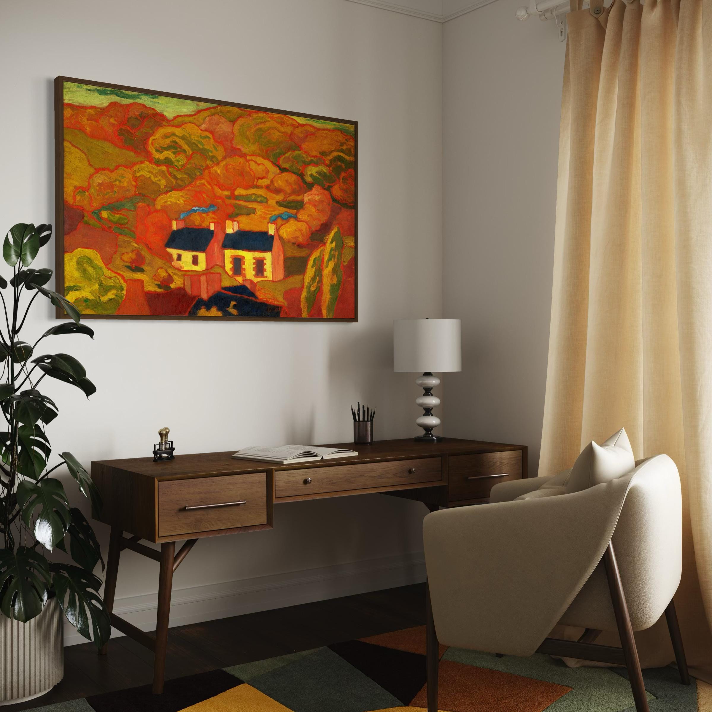 Two Thatched Cottages by Armand Seguin | Mid Century Abstract Canvas Art | Poster Print