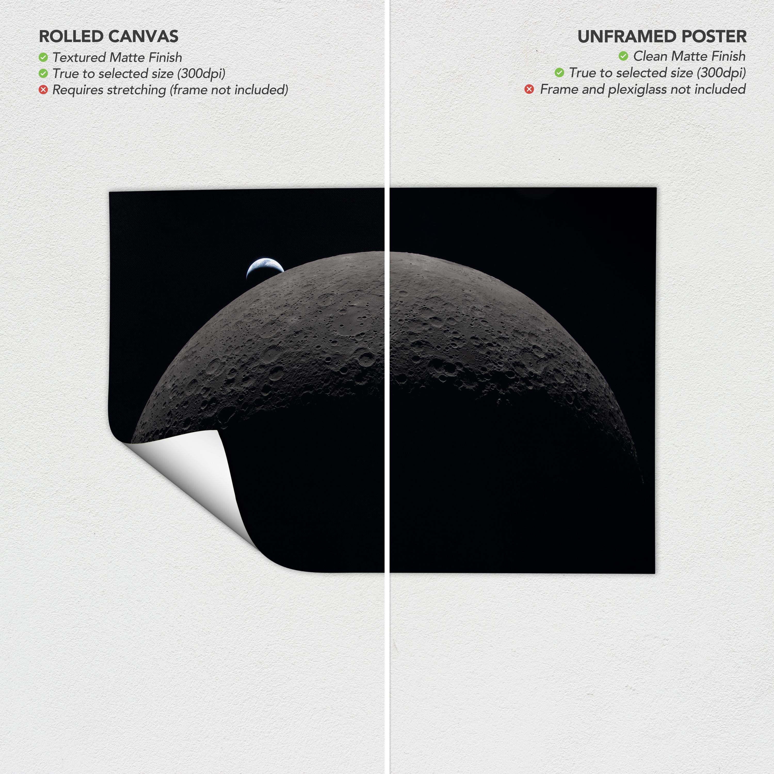 Artemis II Moon Mission | NASA Earthset Space Photo | Earthrise Artemis 2 Poster | Canvas Art