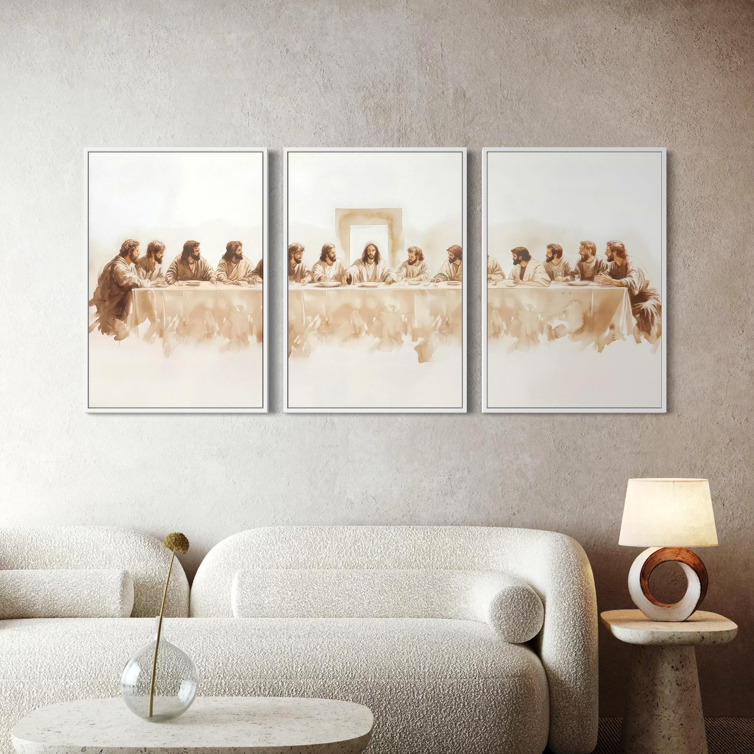 Framed Wall Art Set of 3 The Last Supper Jesus Poster Prints | Canvas Wall Art