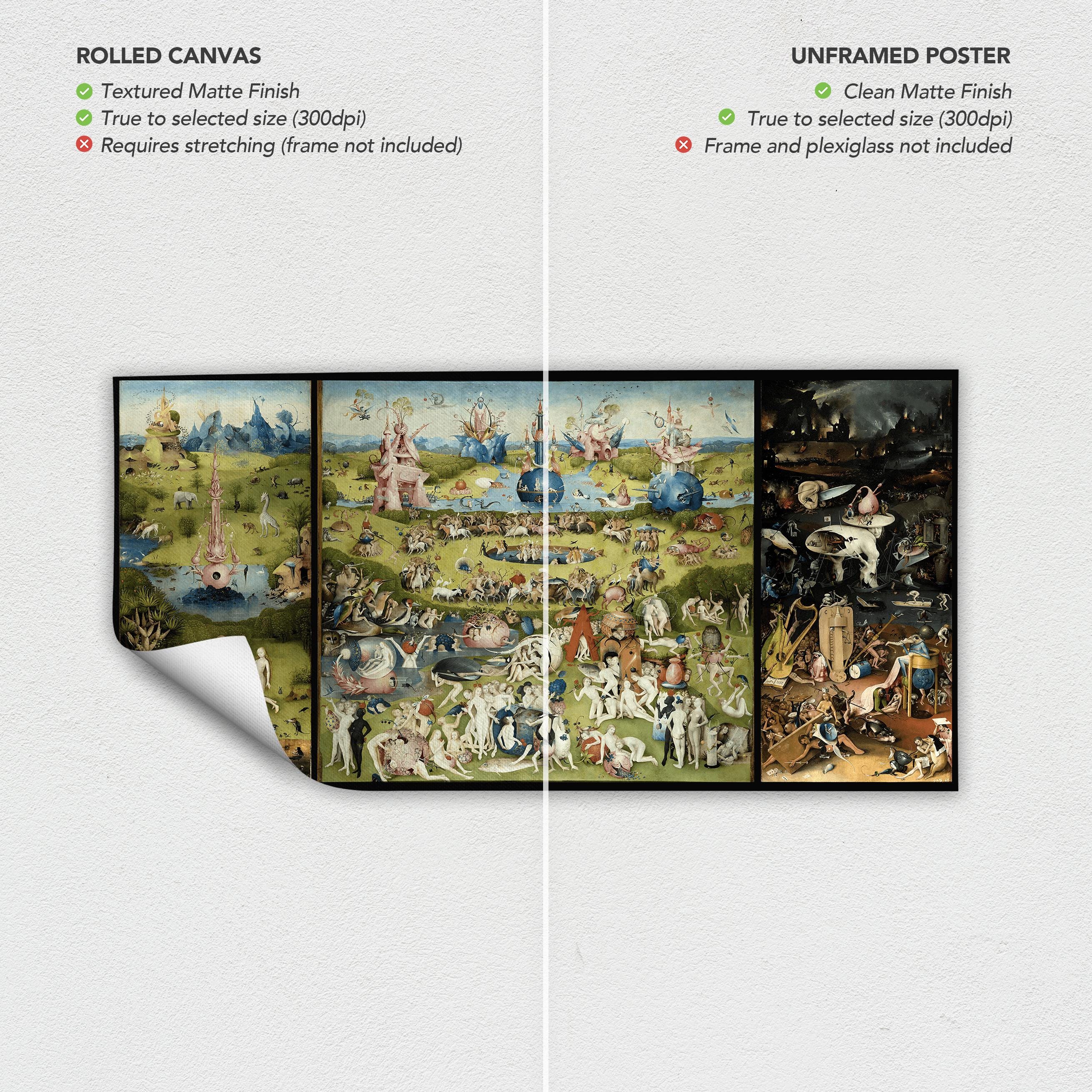 Hieronymus Bosch Garden of Earthly Delights Renaissance Surreal Canvas Art | Poster Print