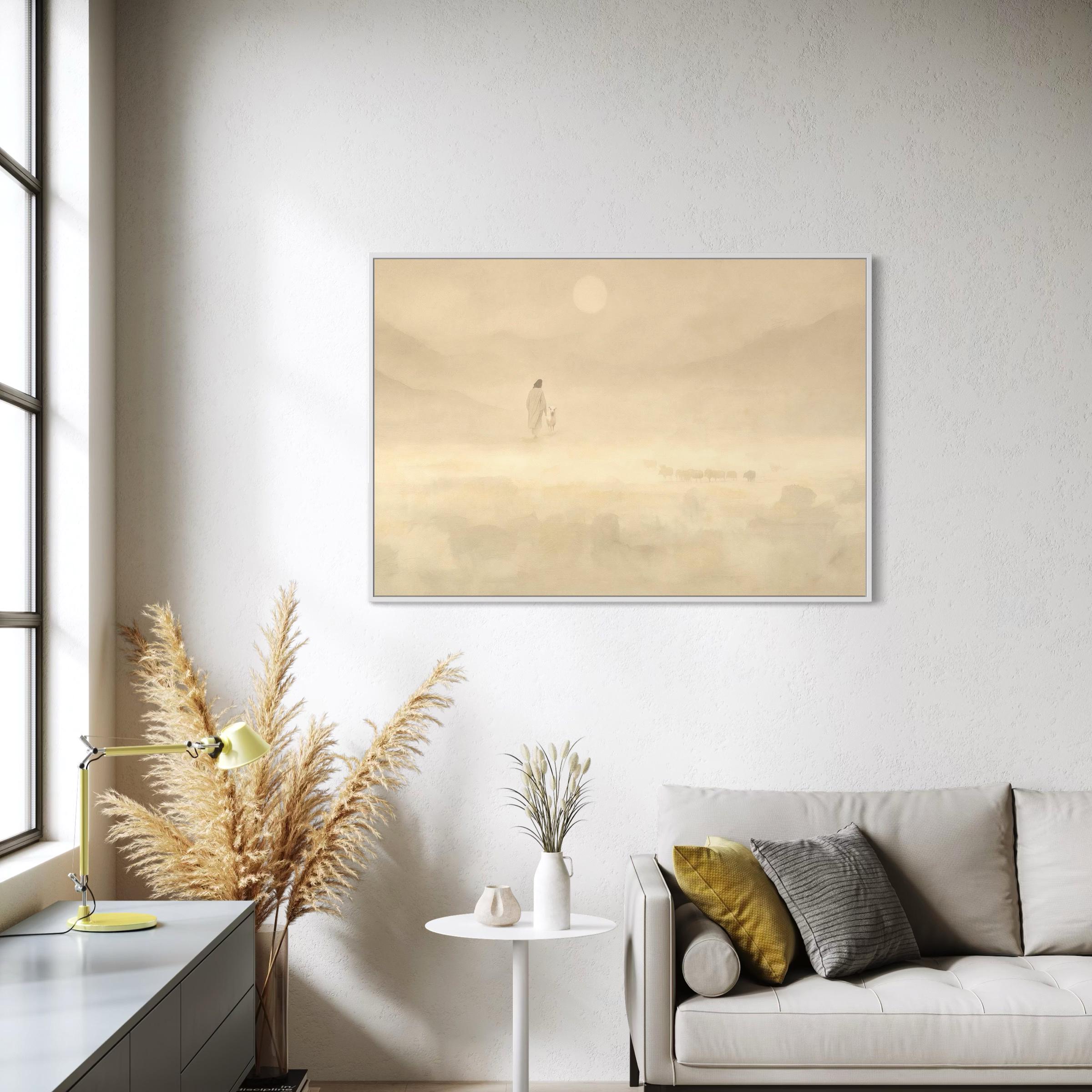The Lost Sheep Wall Art Canvas | Poster Print | Minimalist Christian Jesus Parable Art