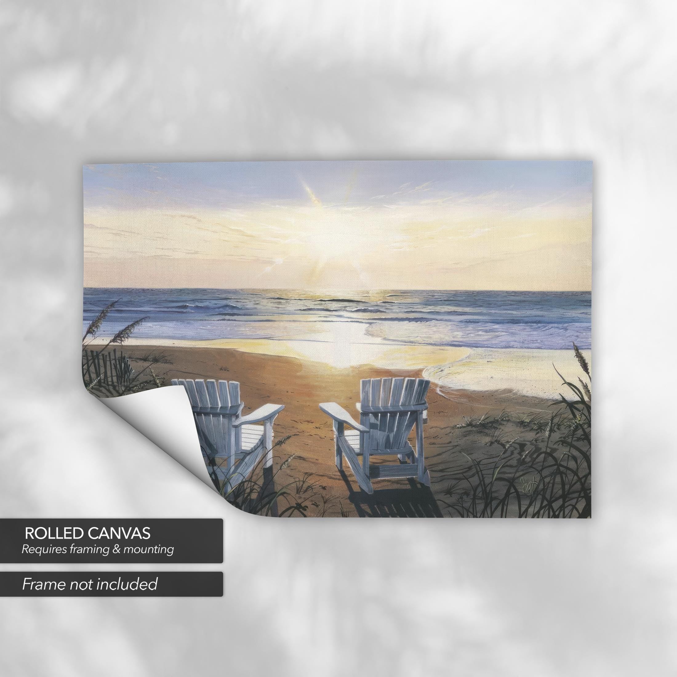Coastal Sunset Beach Chairs "Days End Duo" by Scott Westmoreland Canvas Art | Poster Print