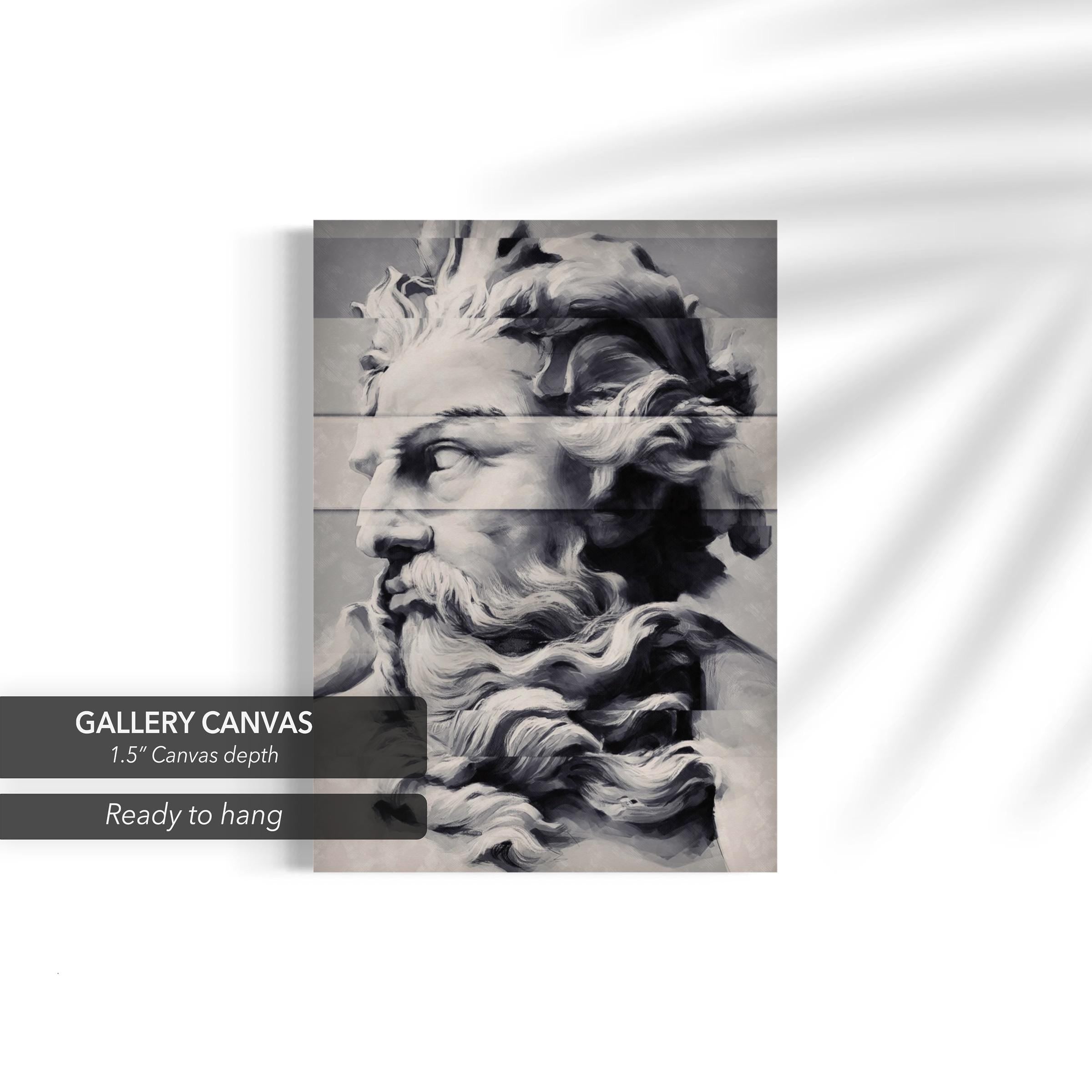 Modern Neptune Sculpture Portrait Canvas Art | Poster Print