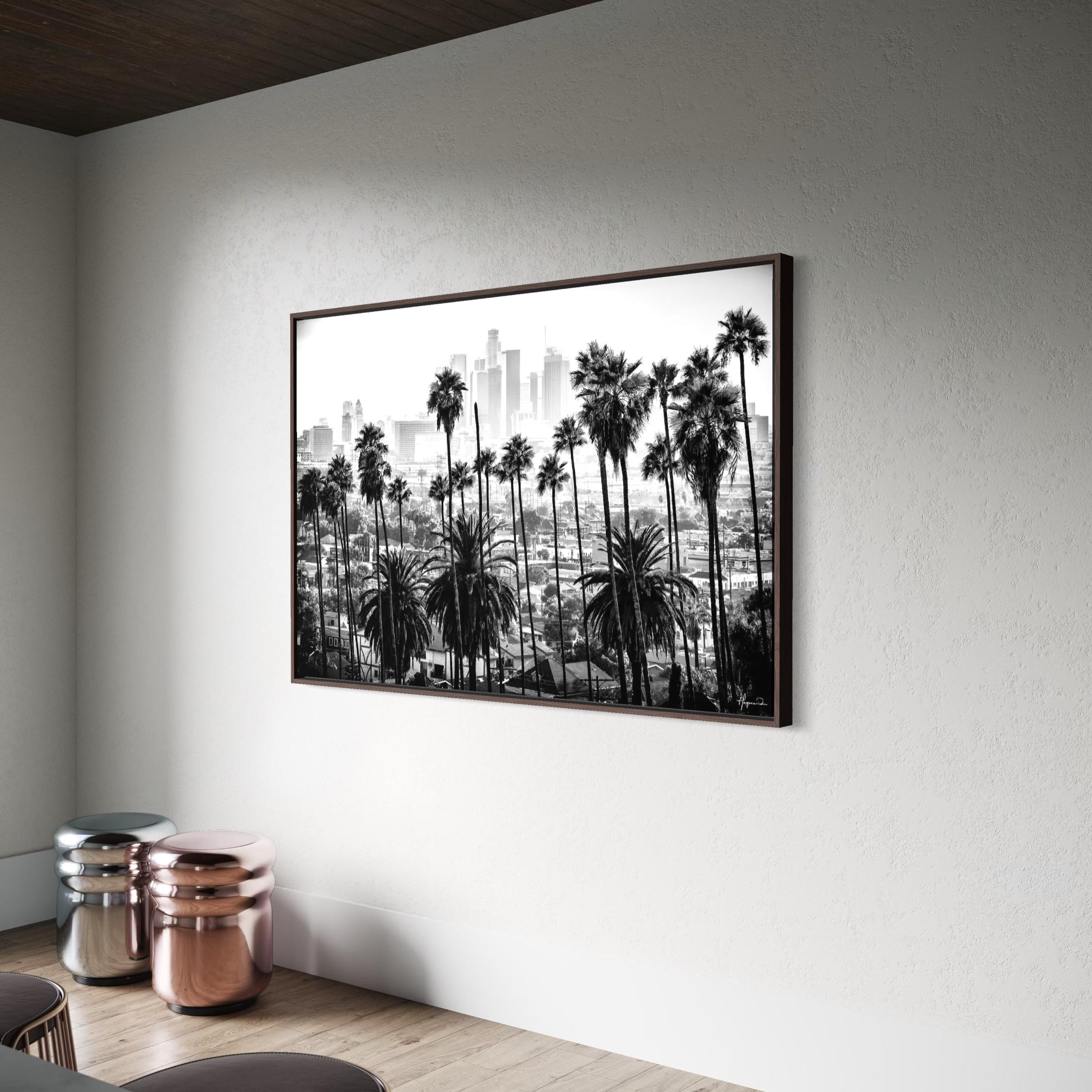 LA Skyline Black & White Los Angeles Palm Trees Poster Print | Canvas Wall Art