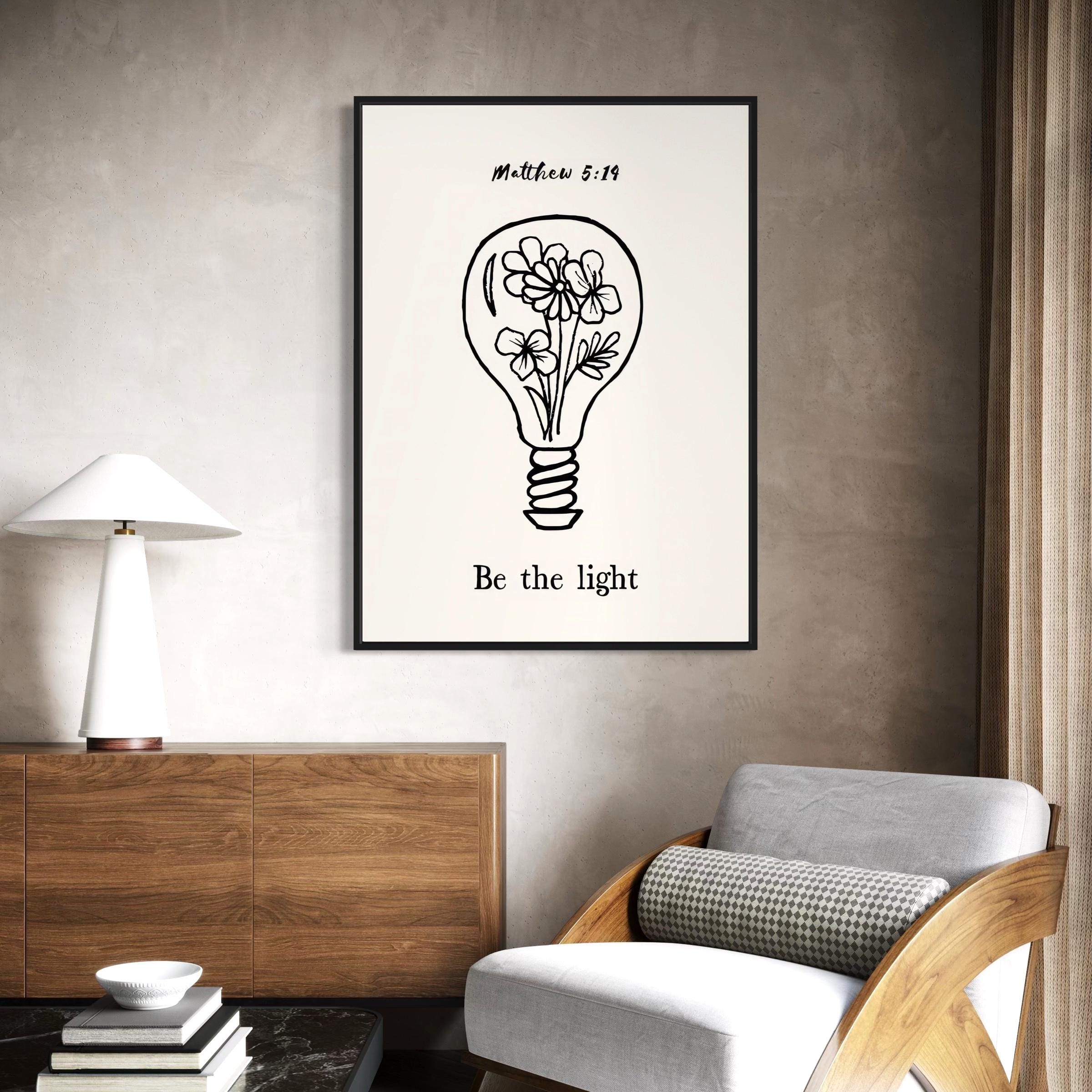 Matthew 5:19 Vintage Be The Light Christian Catholic Canvas Art | Poster Print