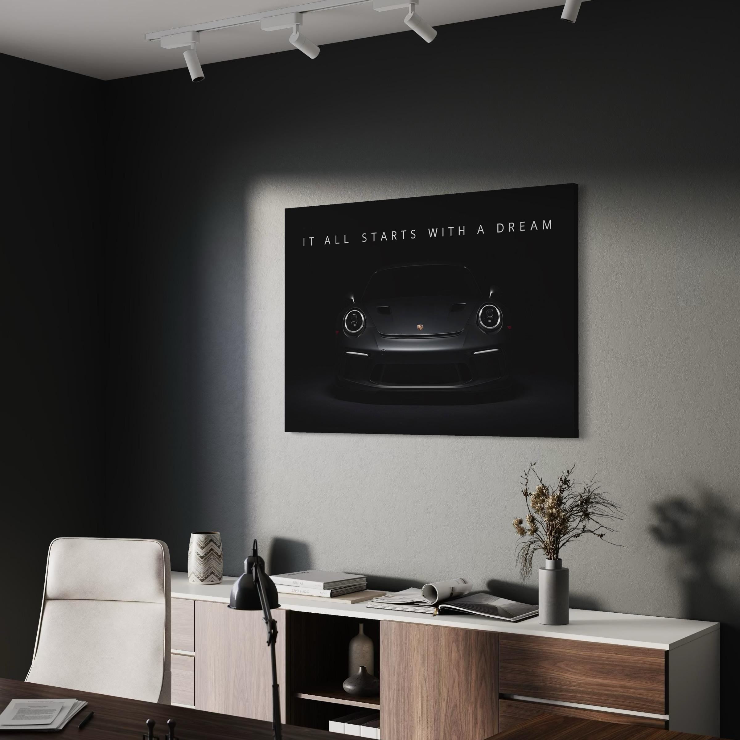 Porsche 911 Dream Quote Motivational Canvas Art | Poster Print