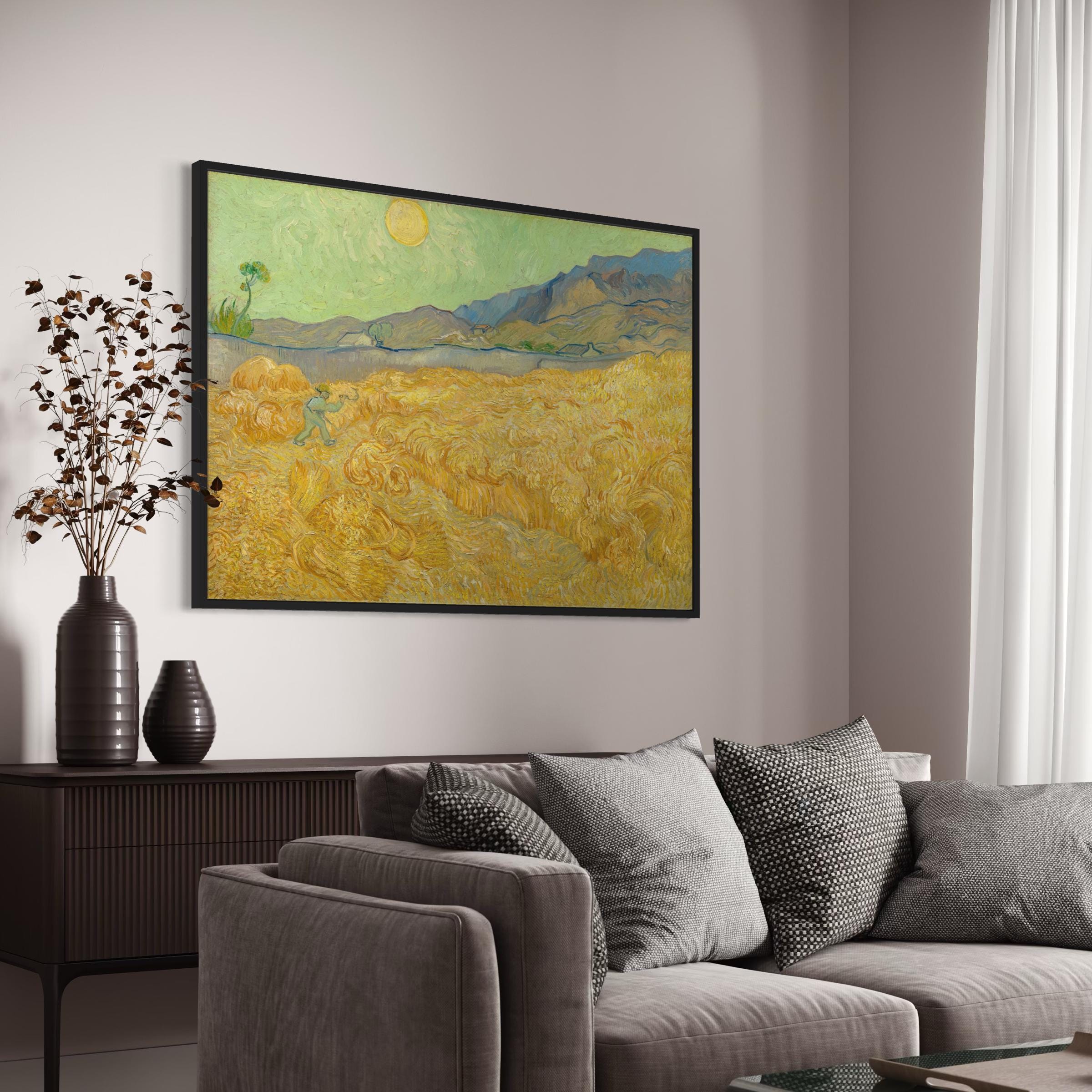 Van Gogh Wheat Field with Reaper | Landscape Painting Canvas Art | Poster Print