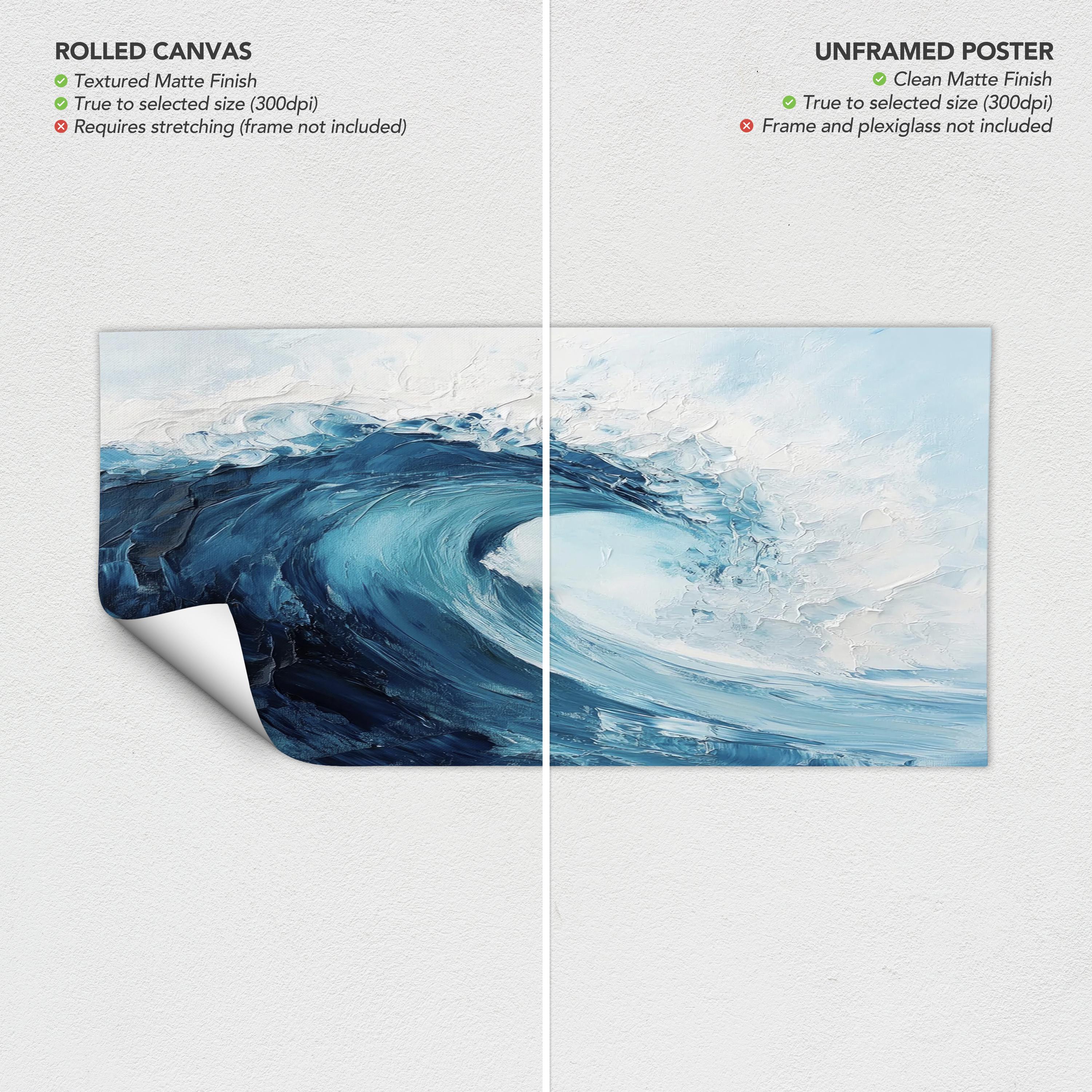 Wave Minimalist Ocean Artwork Canvas Wall Art Print | Neutral Coastal Decor