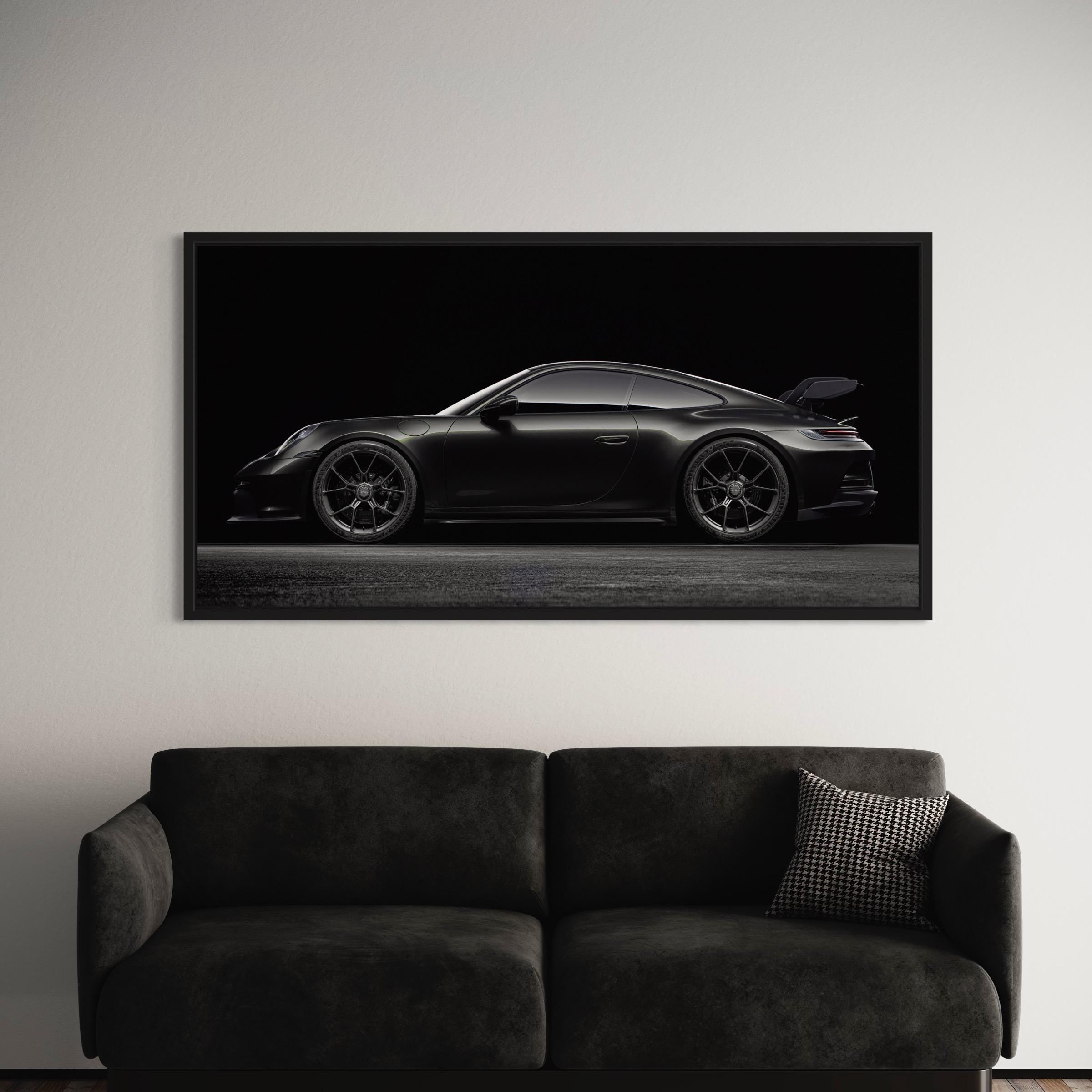 Porsche 911 GT3 RS Black Sportscar | Modern Luxury Canvas Art | Poster Print