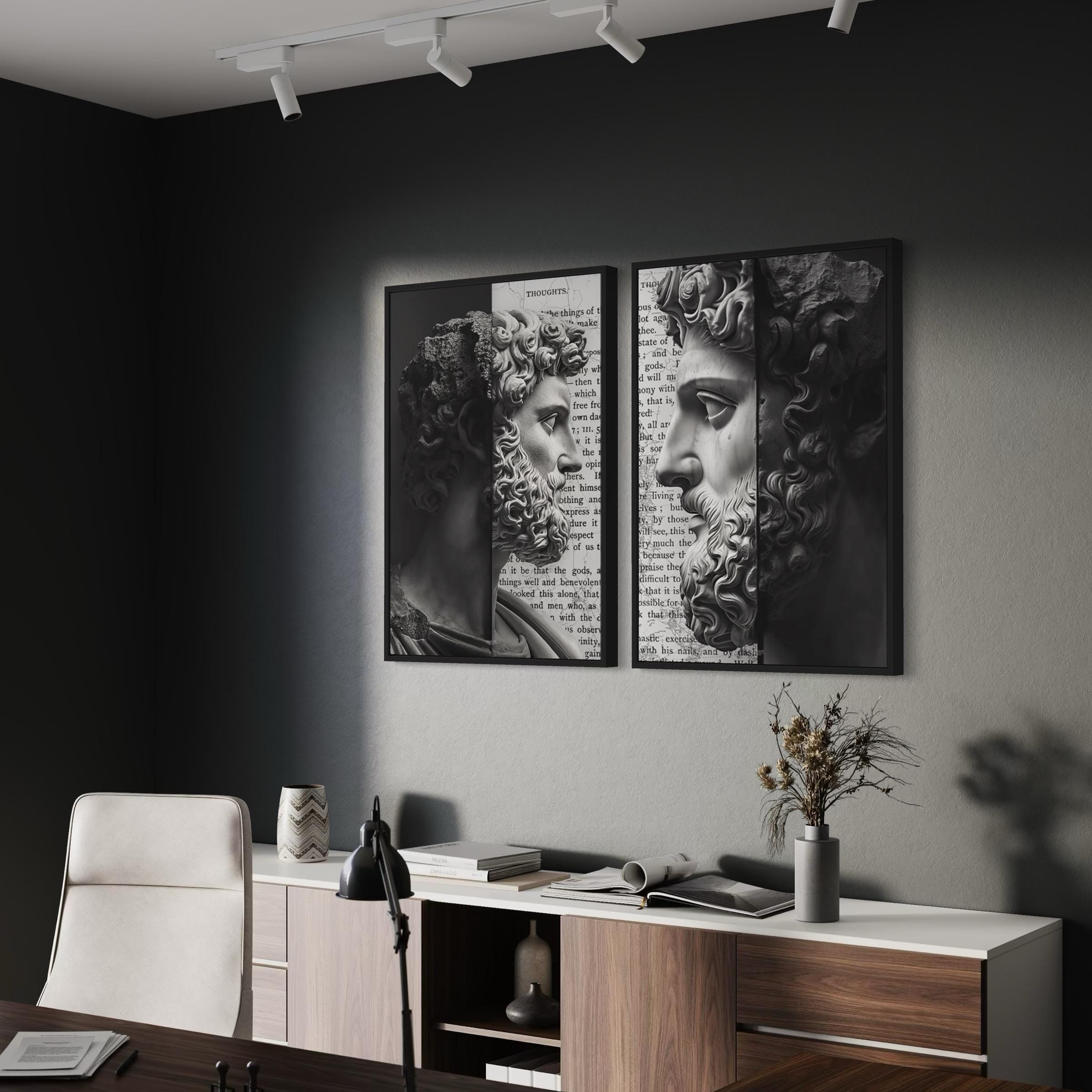 Marcus Aurelius Masculine Poster Prints | Canvas Wall Art | Stoic Ancient Sculpture